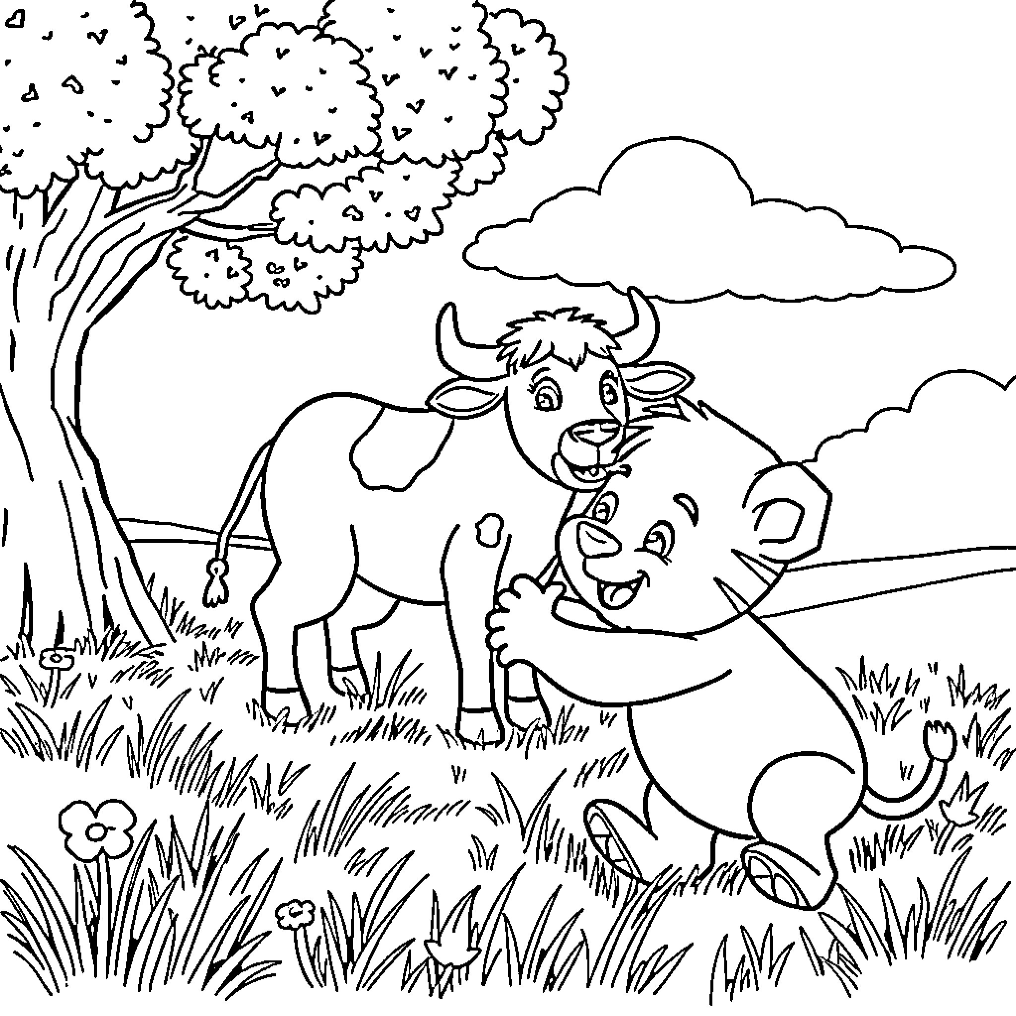 Daniel Tiger's Outdoor Adventure with Animal Friends Coloring Page (free black-and-white line drawing printable PDF for all, from beginners to advanced learners, including children, teens, adults, and seniors)
