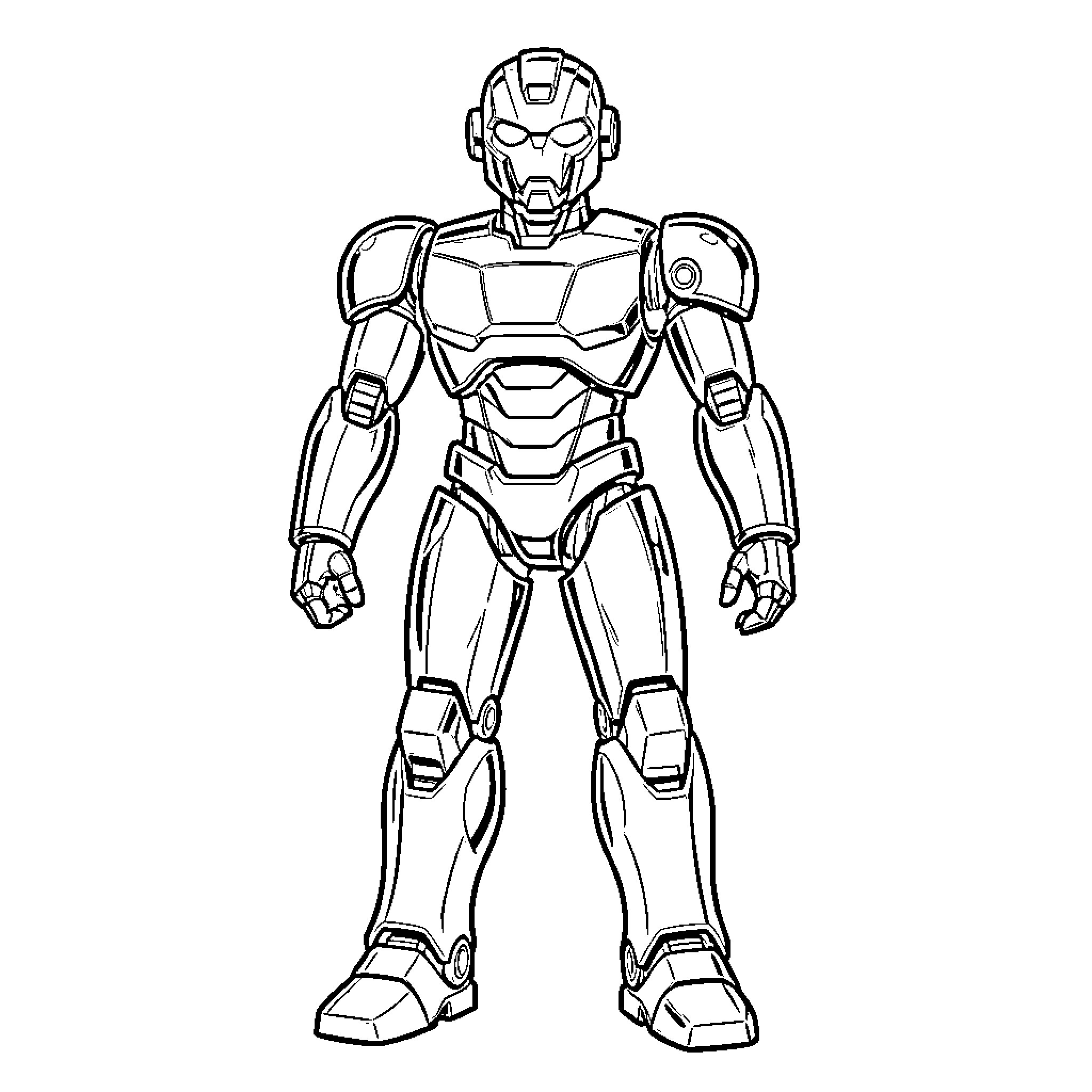 Robot hero in superhero costume Coloring Page (free black-and-white line drawing printable PDF for all, from beginners to advanced learners, including children, teens, adults, and seniors)