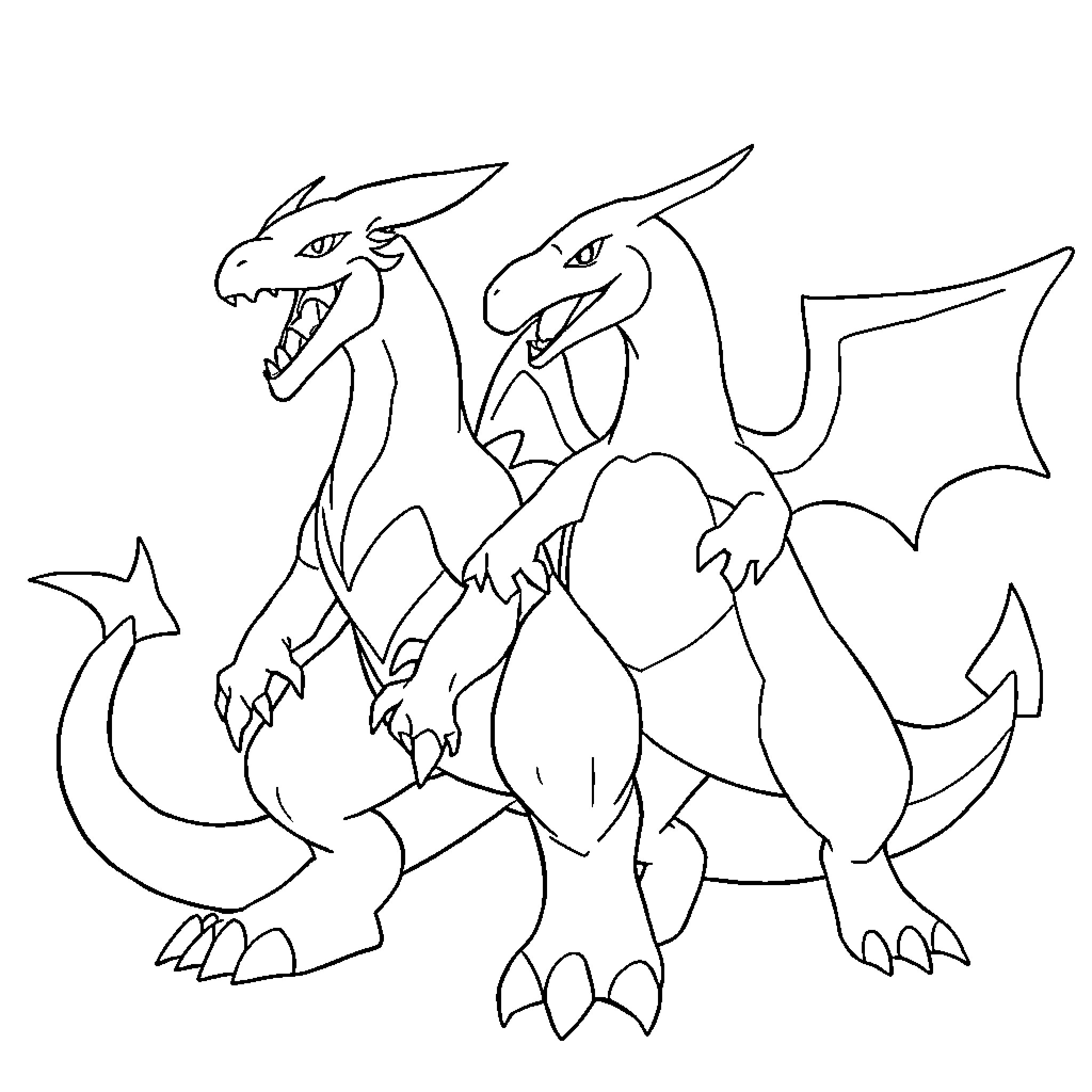 Greymon engaging in fierce combat Coloring Page (free black-and-white line drawing printable PDF for all, from beginners to advanced learners, including children, teens, adults, and seniors)