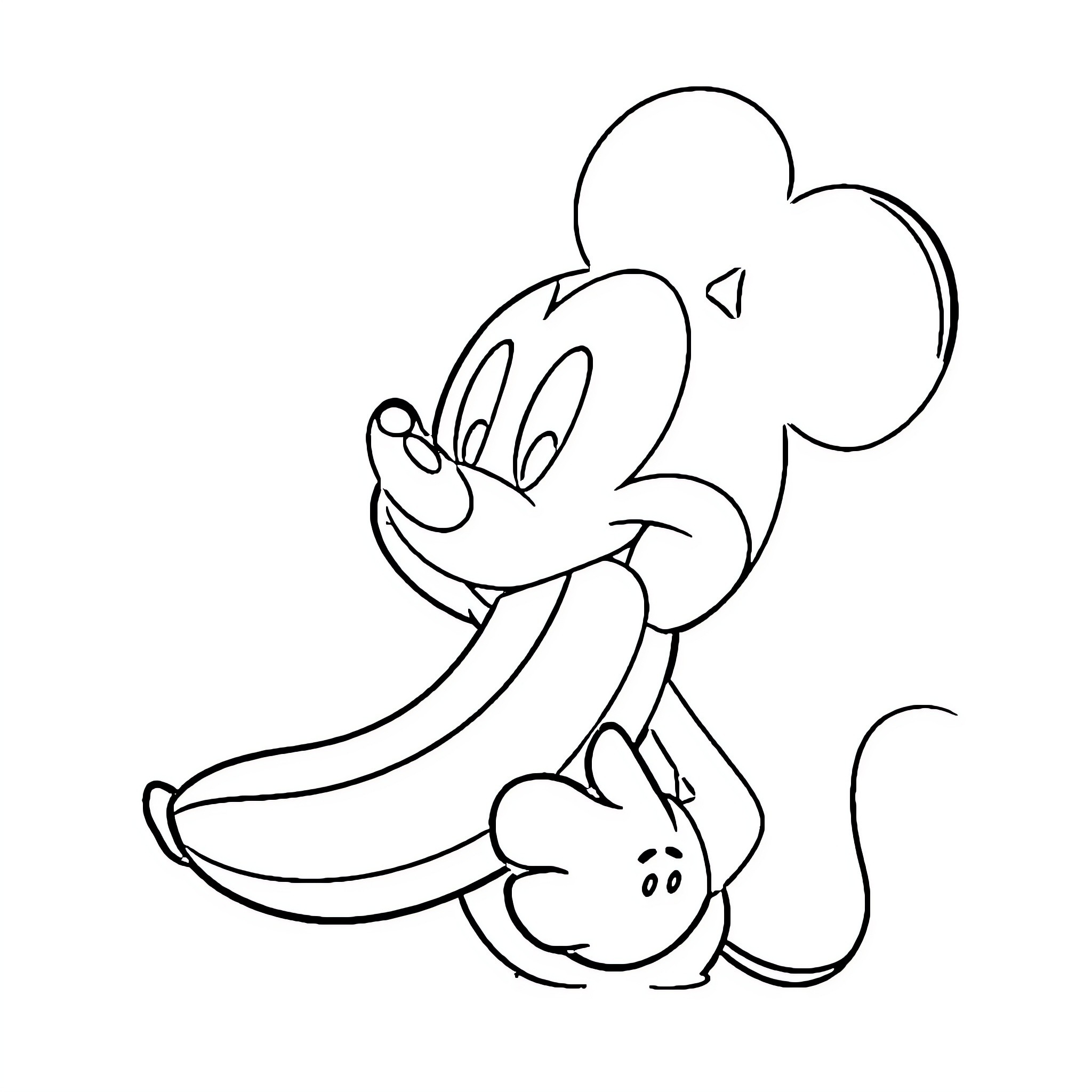Mickey playing with mouse companion Coloring Page (free black-and-white line drawing printable PDF for all, from beginners to advanced learners, including children, teens, adults, and seniors)