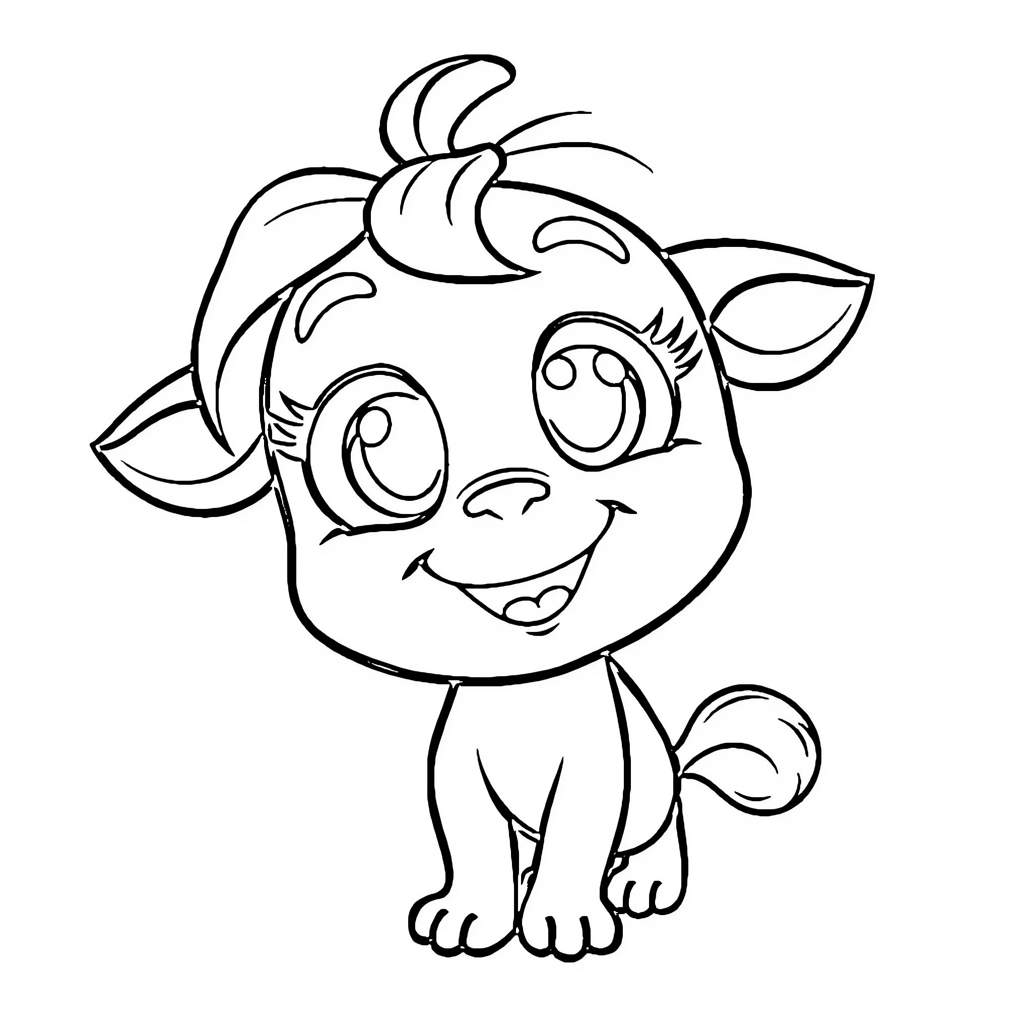 Cutesty Playful Puppy with Charming Expression Coloring Page (free black-and-white line drawing printable PDF for all, from beginners to advanced learners, including children, teens, adults, and seniors)