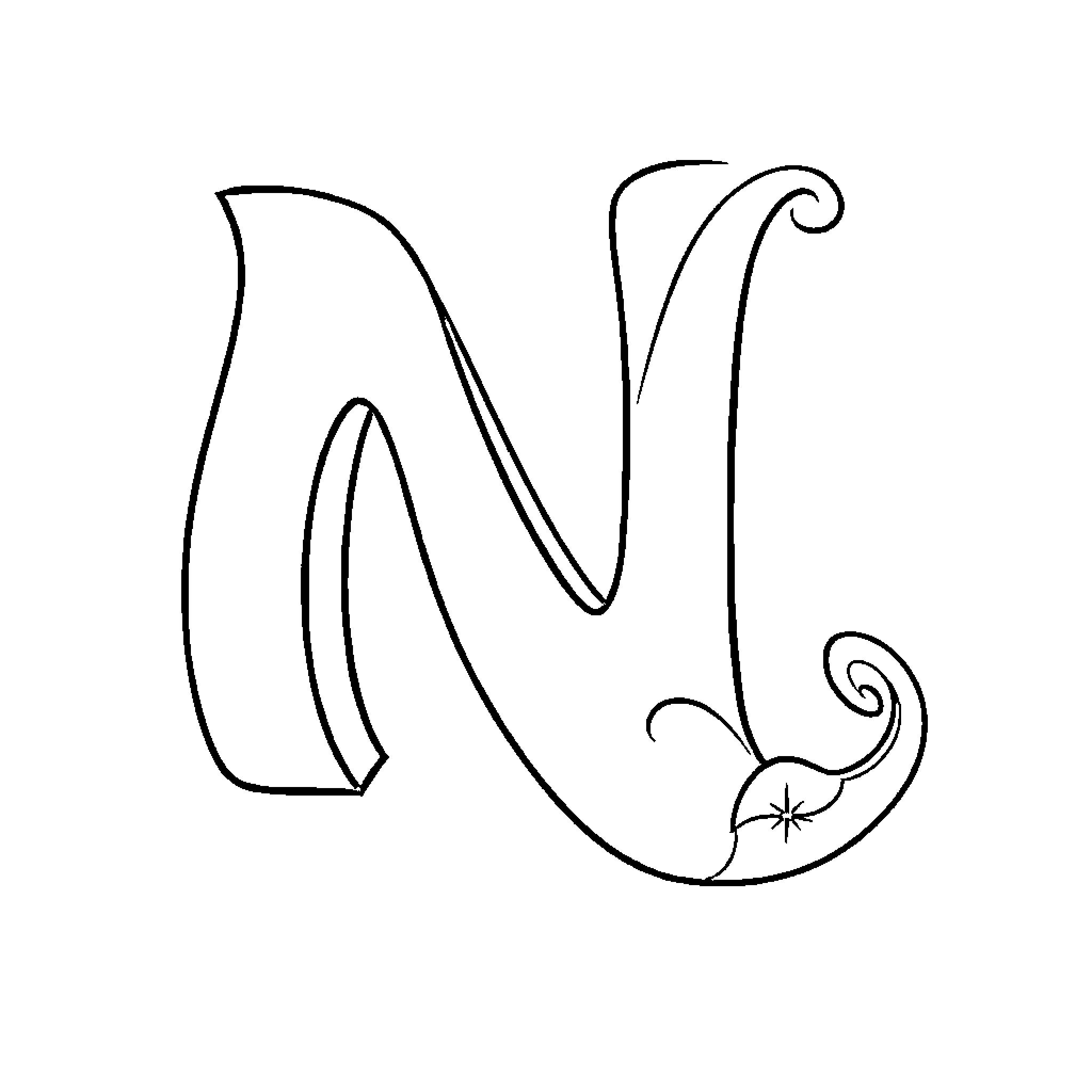 Nontraditional Floral Monogram Design Coloring Page (free black-and-white line drawing printable PDF for all, from beginners to advanced learners, including children, teens, adults, and seniors)
