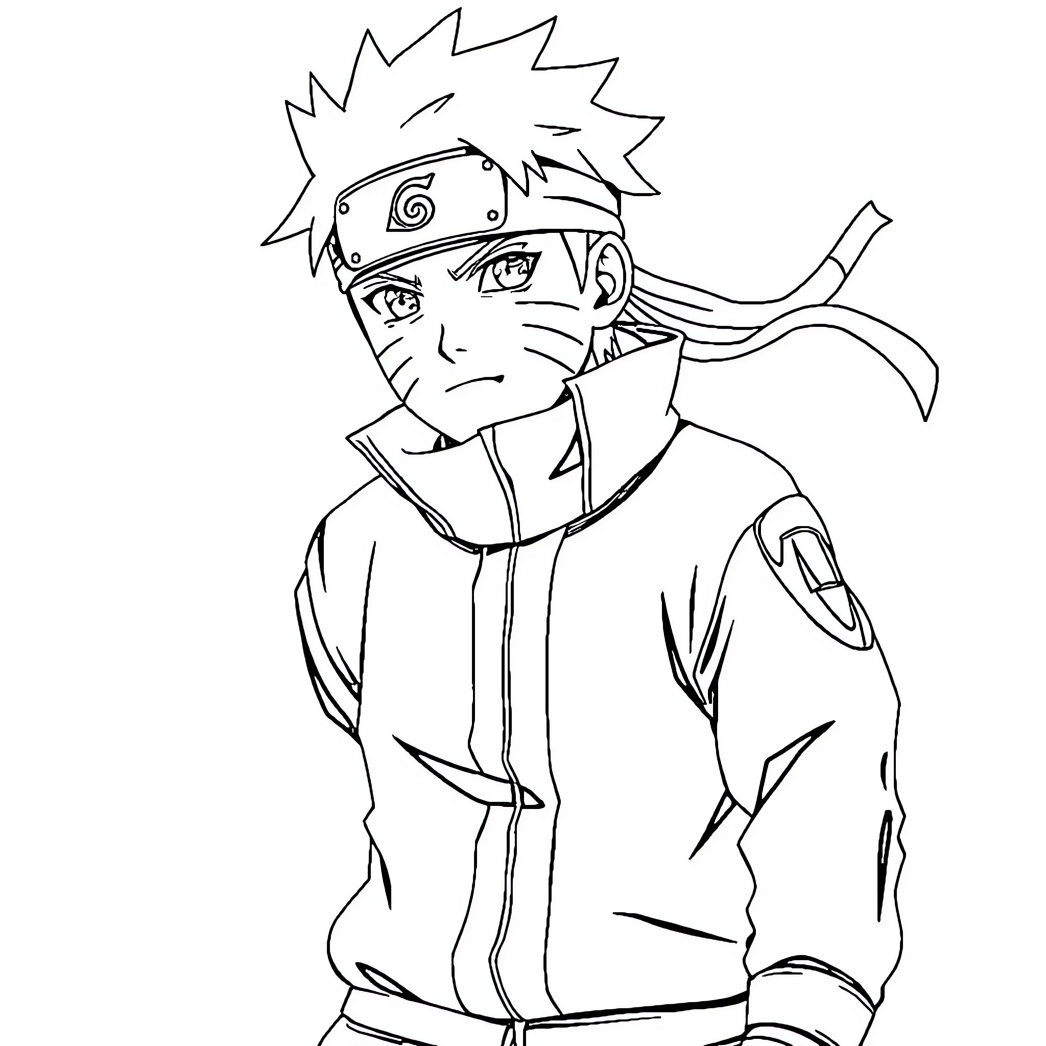 Naruto preparing for ninja action Coloring Page (free black-and-white line drawing printable PDF for all, from beginners to advanced learners, including children, teens, adults, and seniors)