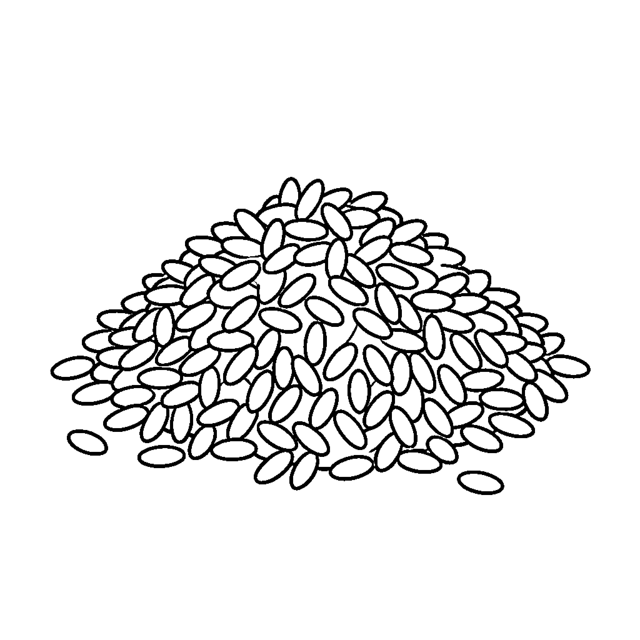 Rice grains piled in a heap Coloring Page (free black-and-white line drawing printable PDF for all, from beginners to advanced learners, including children, teens, adults, and seniors)