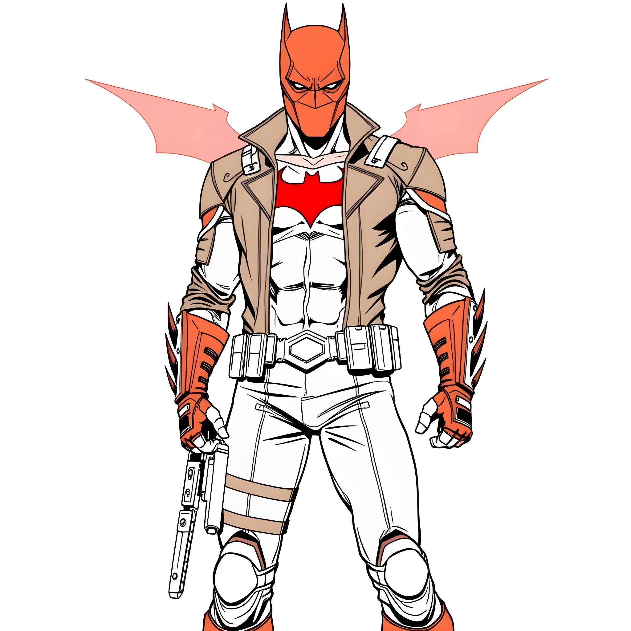 Red Hood in tactical combat gear ready for action Coloring Page (free black-and-white line drawing printable PDF for all, from beginners to advanced learners, including children, teens, adults, and seniors)