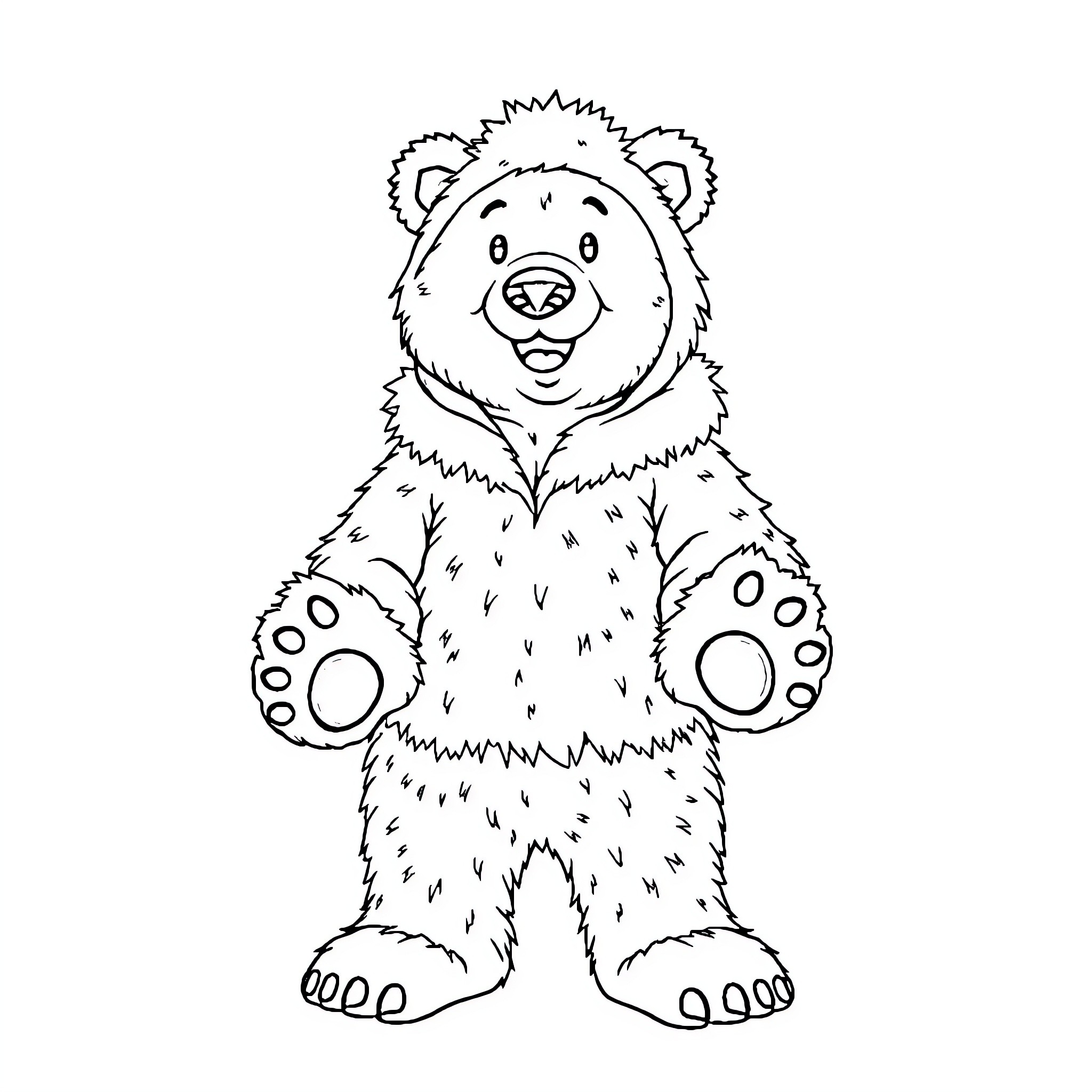 Polar Bear cartoon character illustration Coloring Page (free black-and-white line drawing printable PDF for all, from beginners to advanced learners, including children, teens, adults, and seniors)
