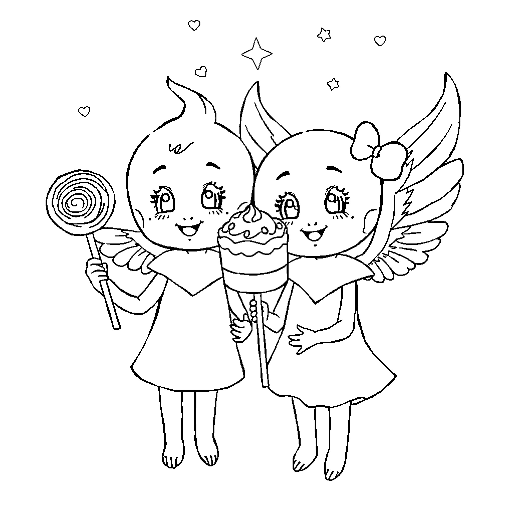 Cielito's Enchanted Celebration with Winged Friends Coloring Page (free black-and-white line drawing printable PDF for all, from beginners to advanced learners, including children, teens, adults, and seniors)