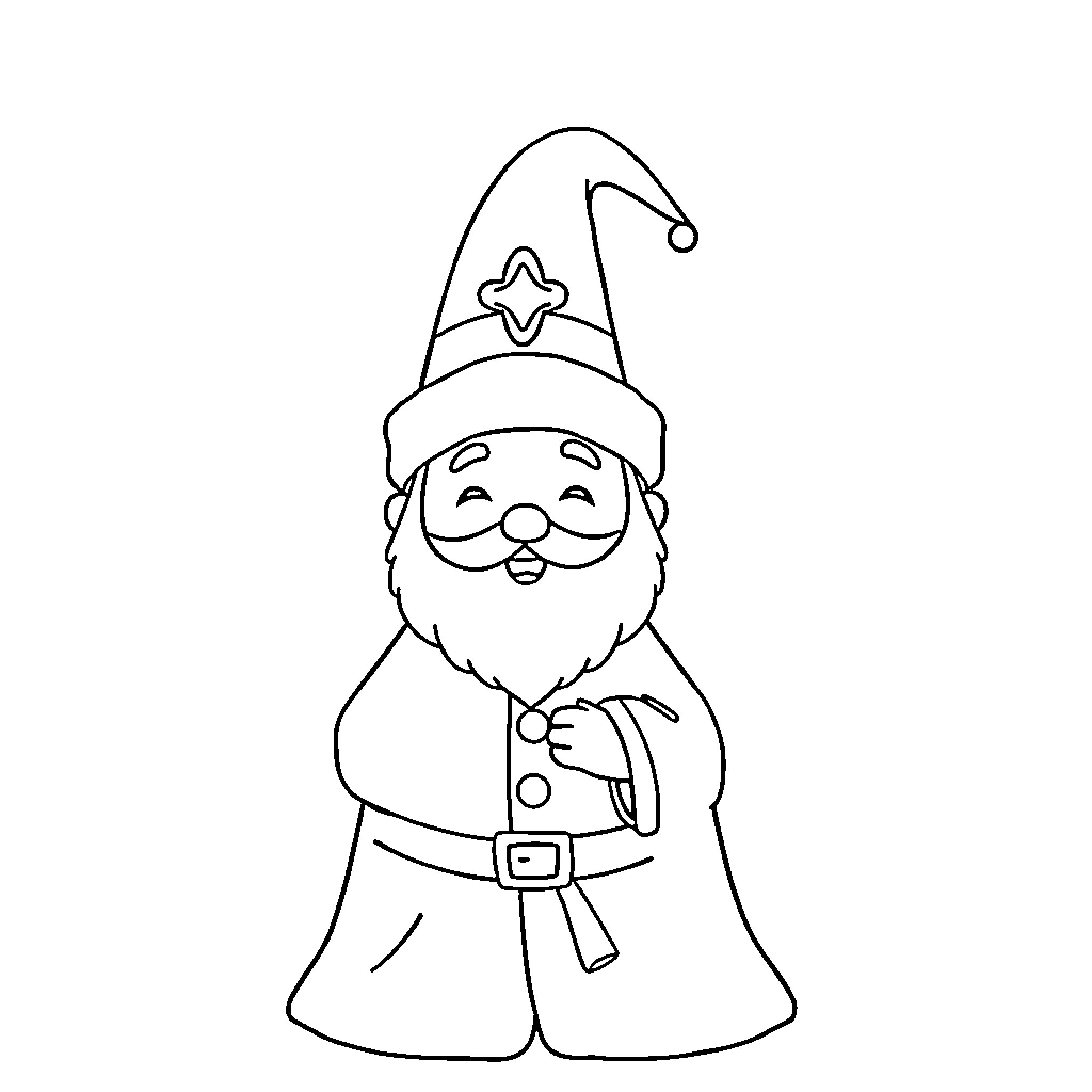 Sinterklaas figure in traditional costume Coloring Page (free black-and-white line drawing printable PDF for all, from beginners to advanced learners, including children, teens, adults, and seniors)