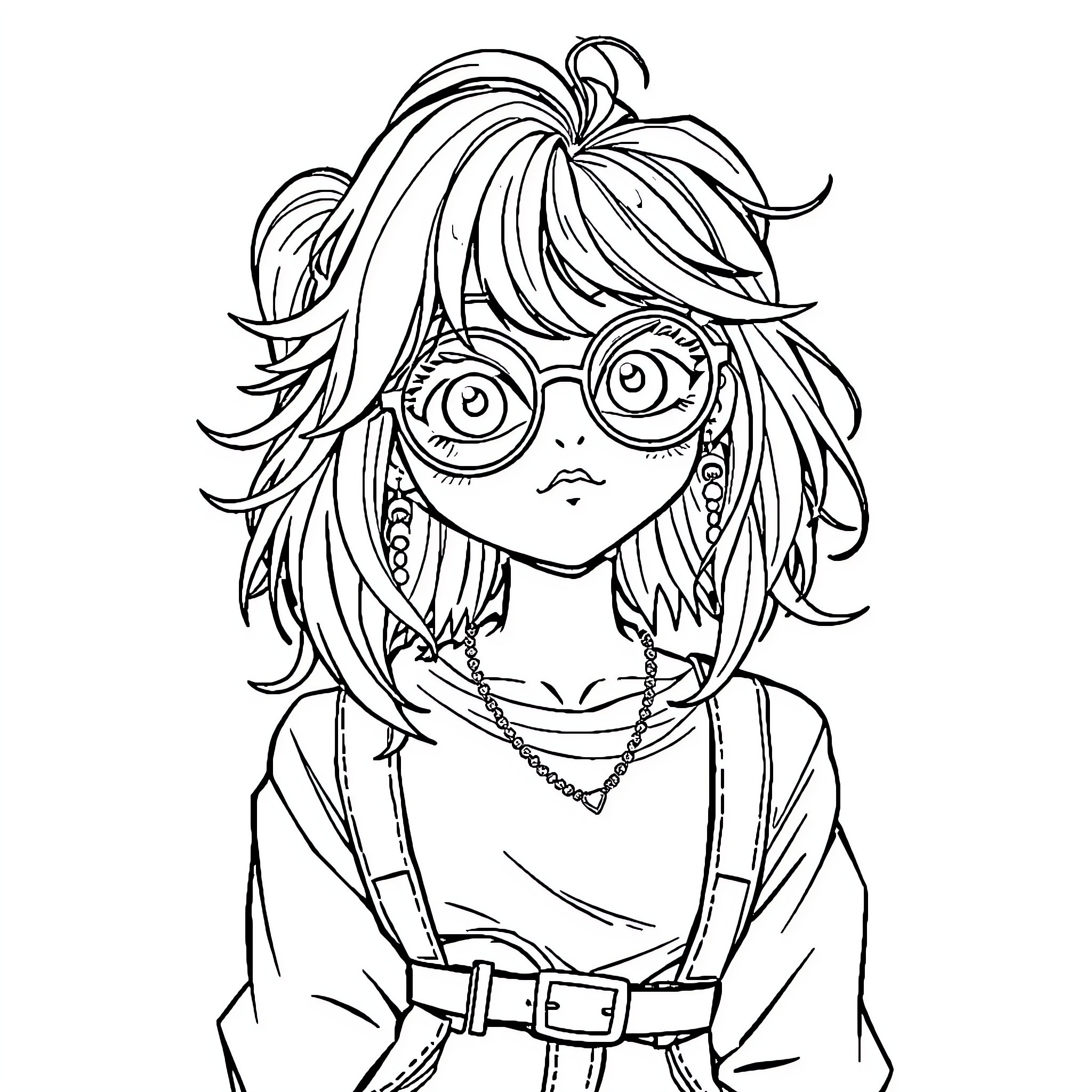 Femboy with Whimsical Anime-Inspired Appearance Coloring Page (free black-and-white line drawing printable PDF for all, from beginners to advanced learners, including children, teens, adults, and seniors)