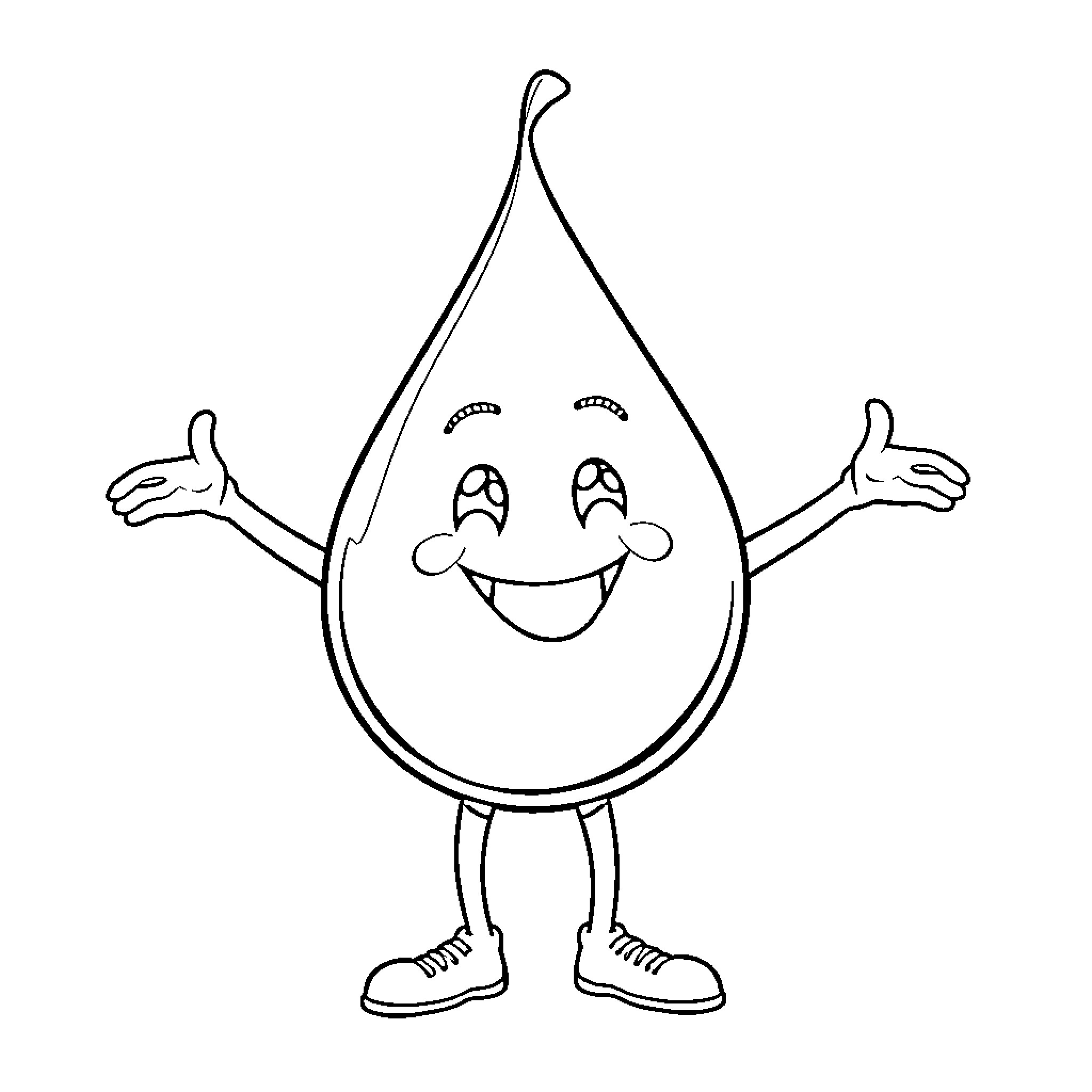 Blood Drop Spreading Happiness Coloring Page (free black-and-white line drawing printable PDF for all, from beginners to advanced learners, including children, teens, adults, and seniors)