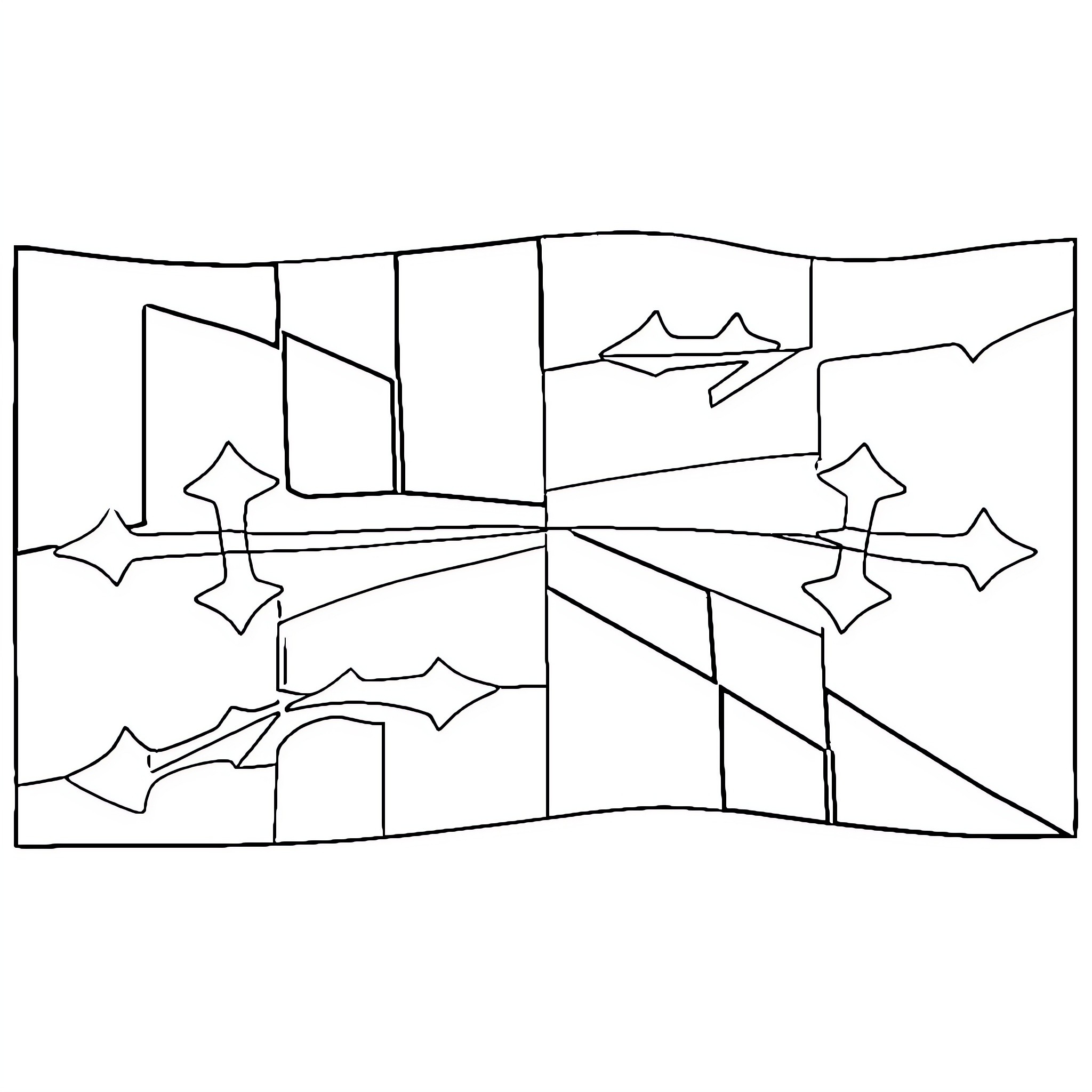 Maryland Flag Geometric Landscape Design Coloring Page (free black-and-white line drawing printable PDF for all, from beginners to advanced learners, including children, teens, adults, and seniors)