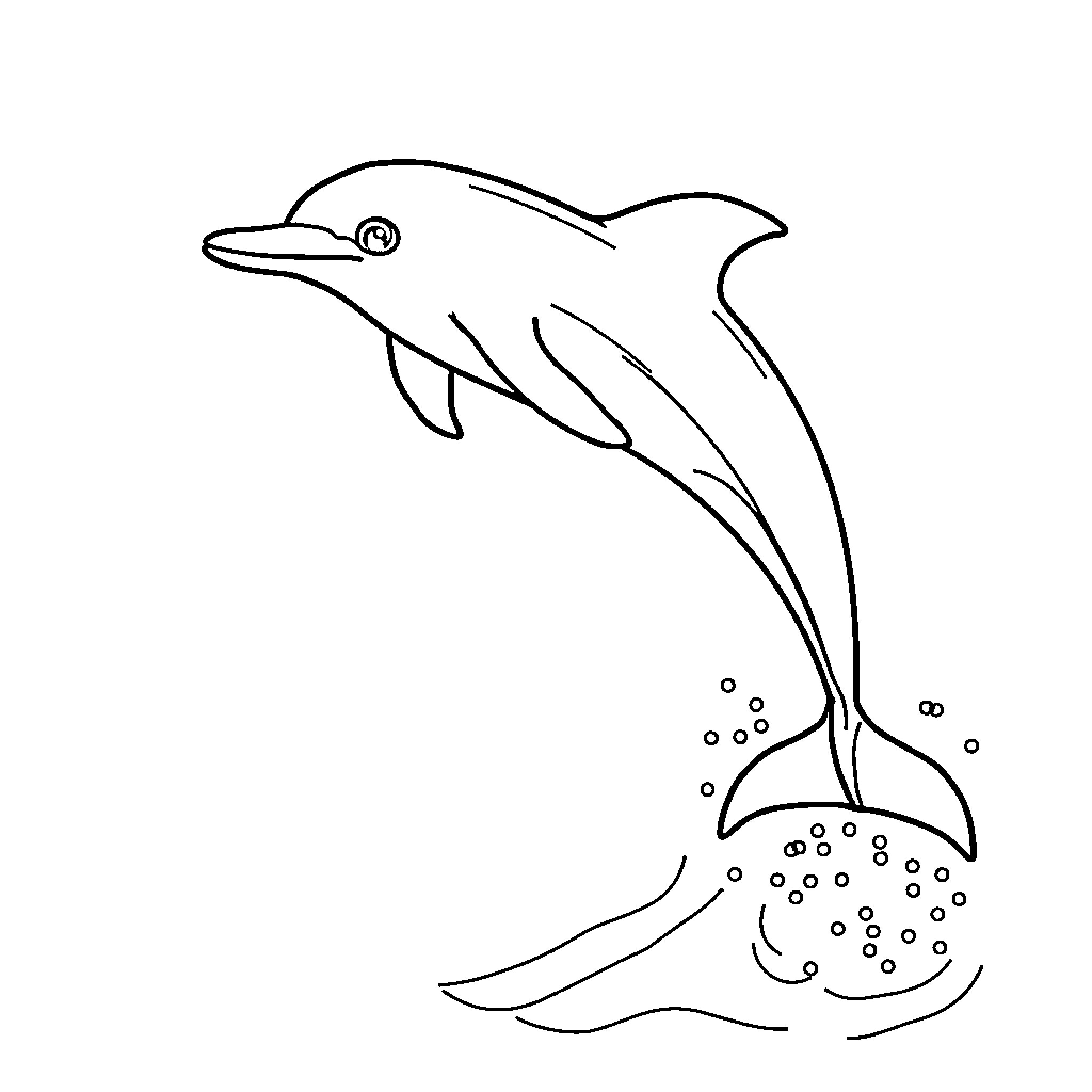 Dolphin swimming gracefully in the water Coloring Page (free black-and-white line drawing printable PDF for all, from beginners to advanced learners, including children, teens, adults, and seniors)