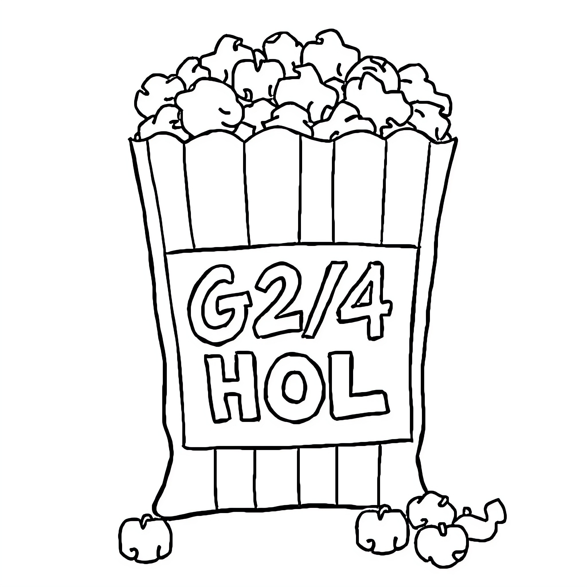 Popcorn Overflowing from G2/4 Hol Box Coloring Page (free black-and-white line drawing printable PDF for all, from beginners to advanced learners, including children, teens, adults, and seniors)