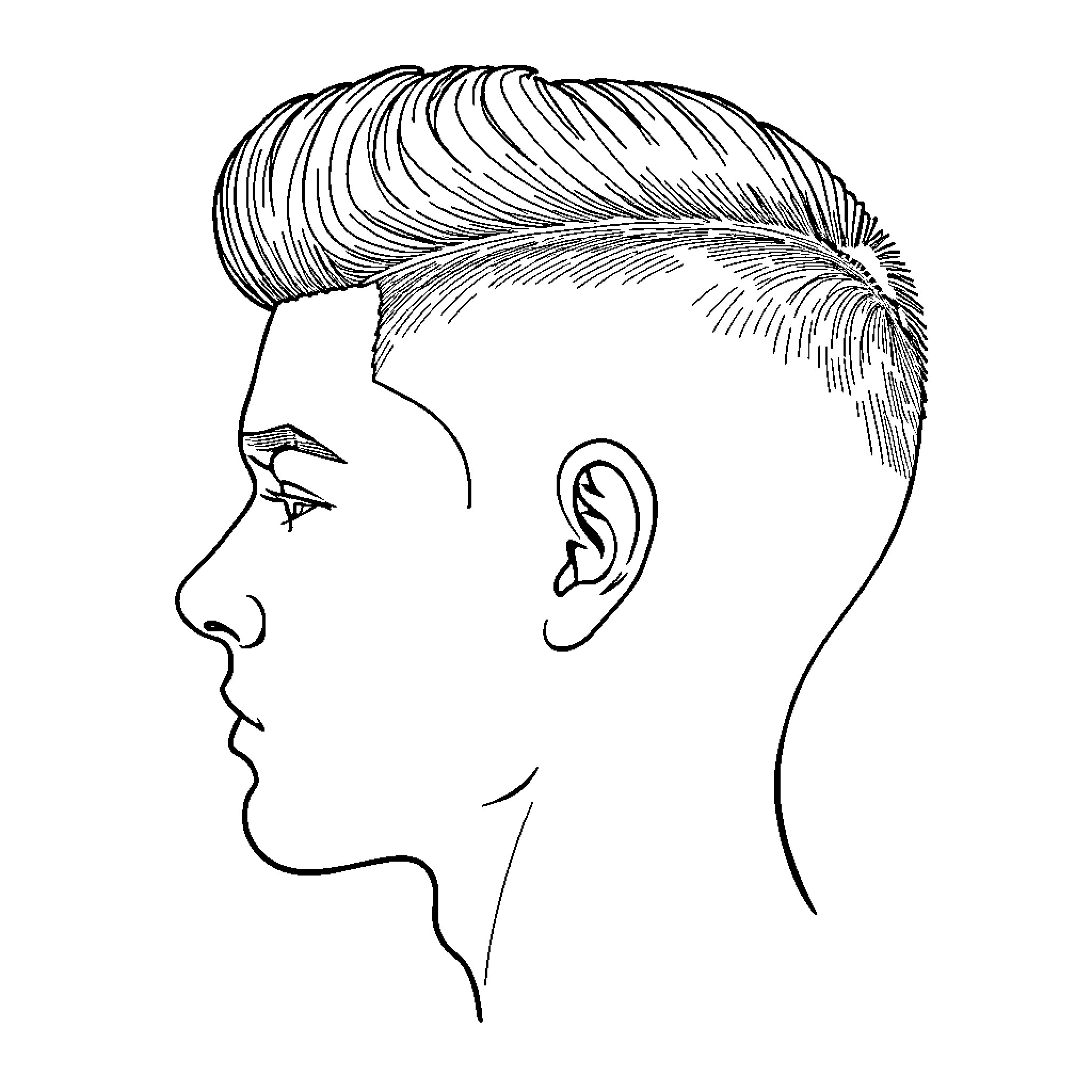 Taper Fade Haircut with Stylized Design Coloring Page (free black-and-white line drawing printable PDF for all, from beginners to advanced learners, including children, teens, adults, and seniors)