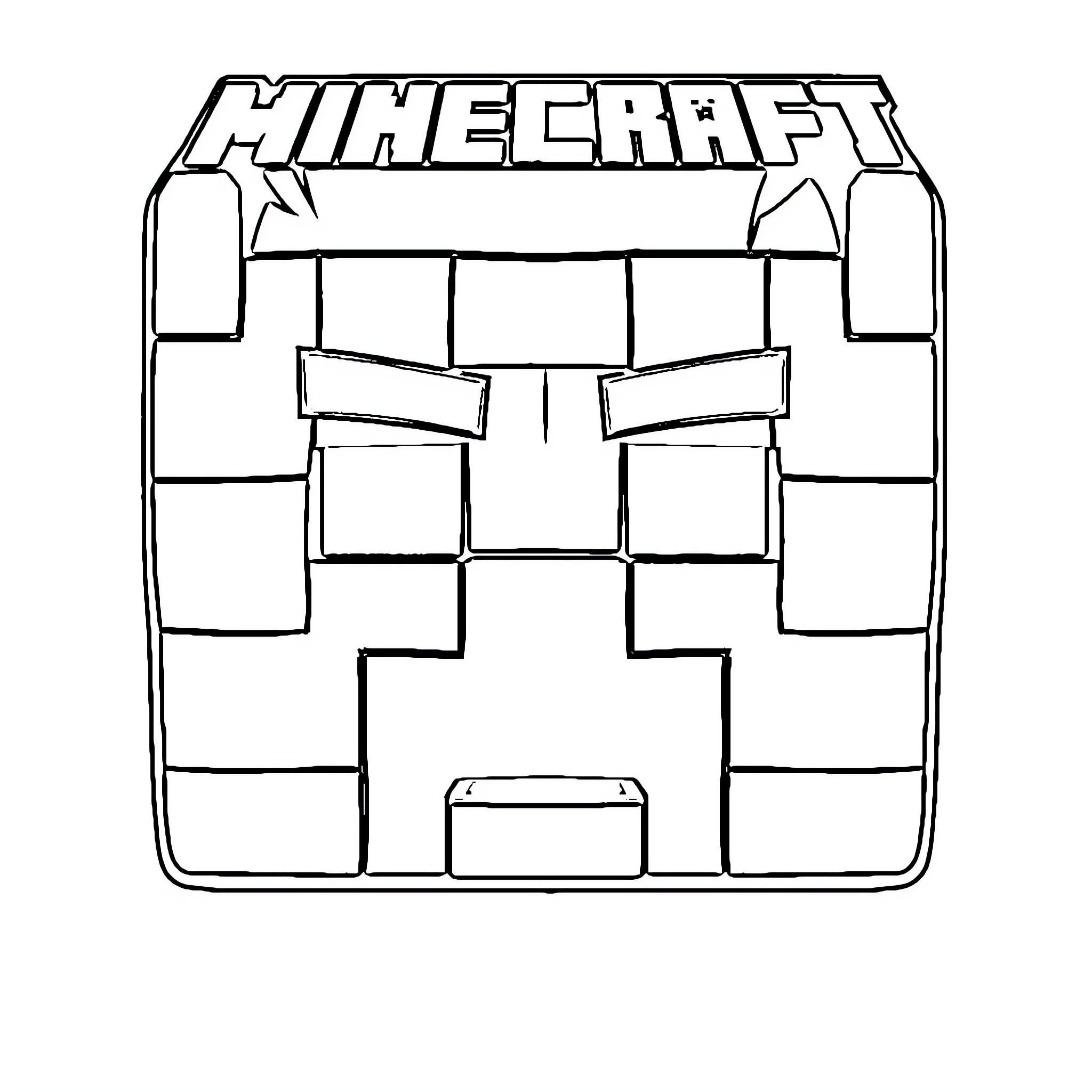 Minecraft Mask with Abstract Geometric Patterns Coloring Page (free black-and-white line drawing printable PDF for all, from beginners to advanced learners, including children, teens, adults, and seniors)