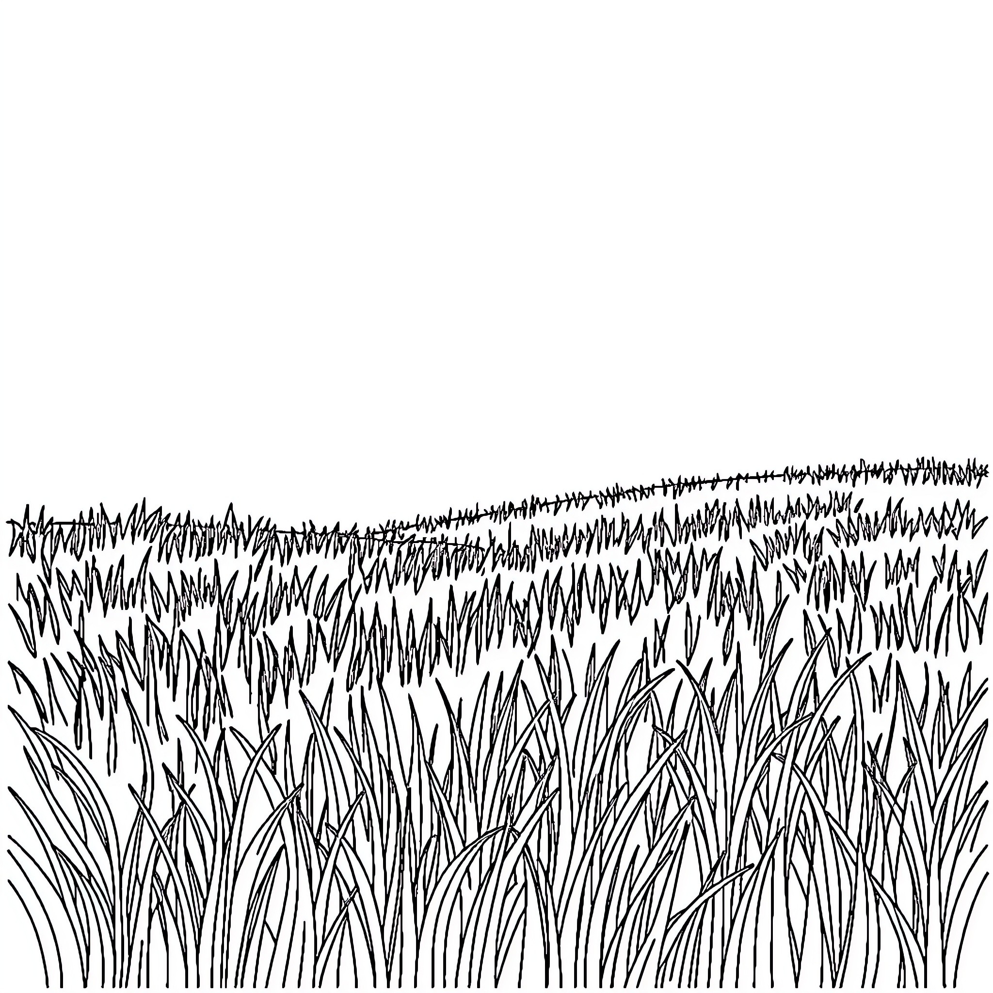 Grassy field with abstract lines Coloring Page (free black-and-white line drawing printable PDF for all, from beginners to advanced learners, including children, teens, adults, and seniors)