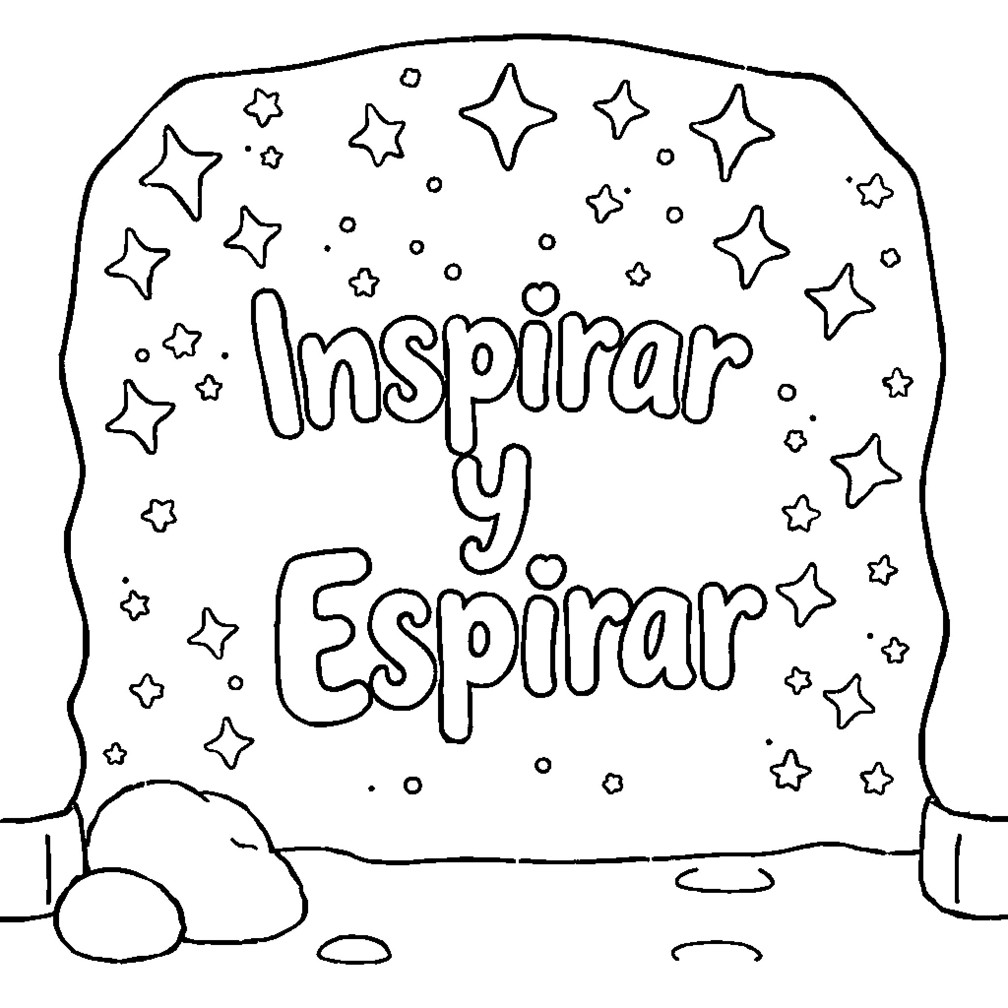 Kawaii Inspirational Doodle Scene Coloring Page (free black-and-white line drawing printable PDF for all, from beginners to advanced learners, including children, teens, adults, and seniors)