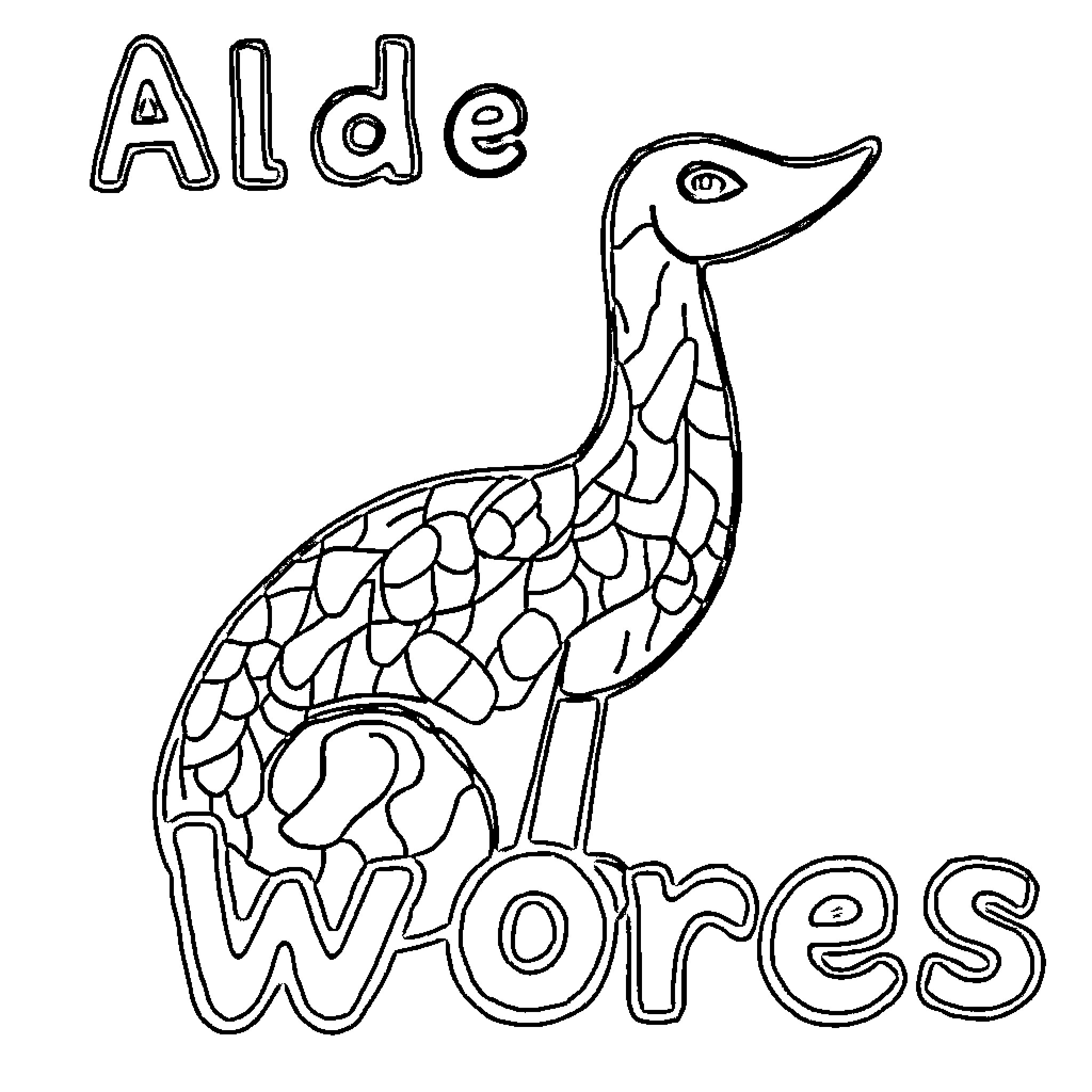 Alphabet duck with intricate patterned design Coloring Page (free black-and-white line drawing printable PDF for all, from beginners to advanced learners, including children, teens, adults, and seniors)
