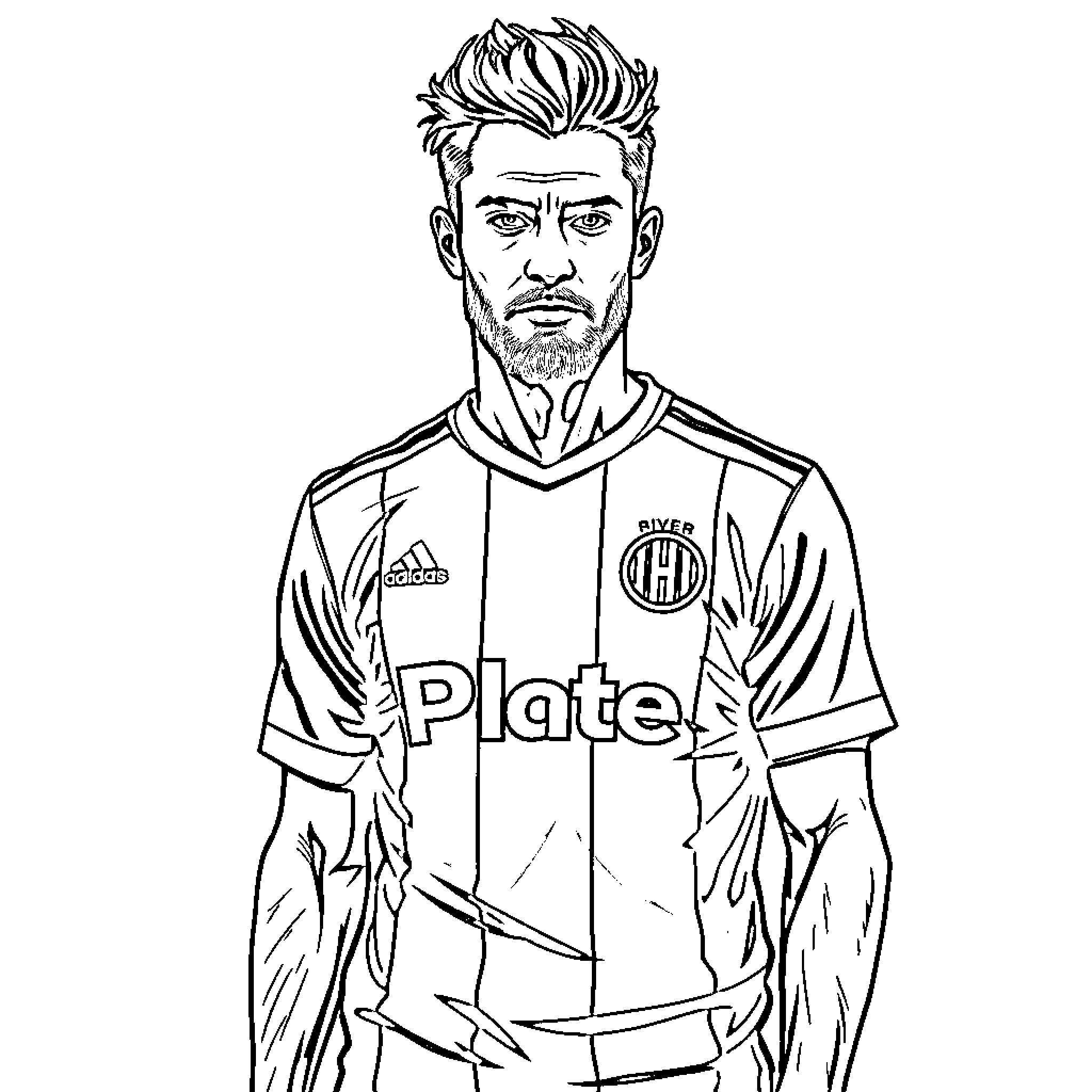 Huntrix - Fierce Football Player in Action Coloring Page (free black-and-white line drawing printable PDF for all, from beginners to advanced learners, including children, teens, adults, and seniors)