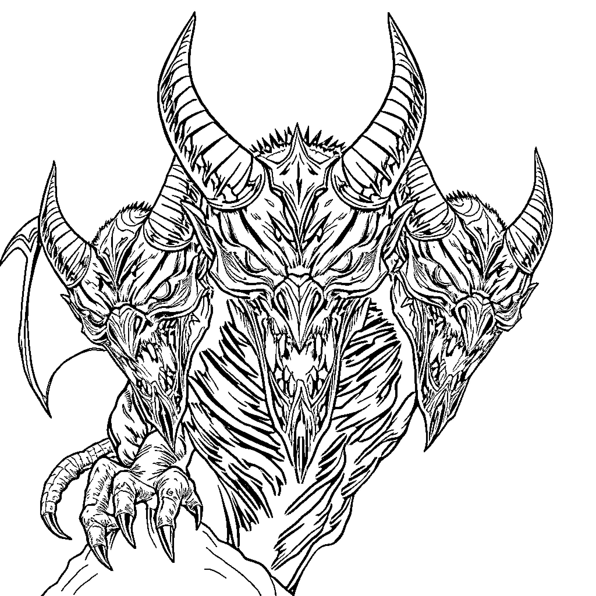 Huntryx: Fierce Mythical Creature in Monochrome Coloring Page (free black-and-white line drawing printable PDF for all, from beginners to advanced learners, including children, teens, adults, and seniors)