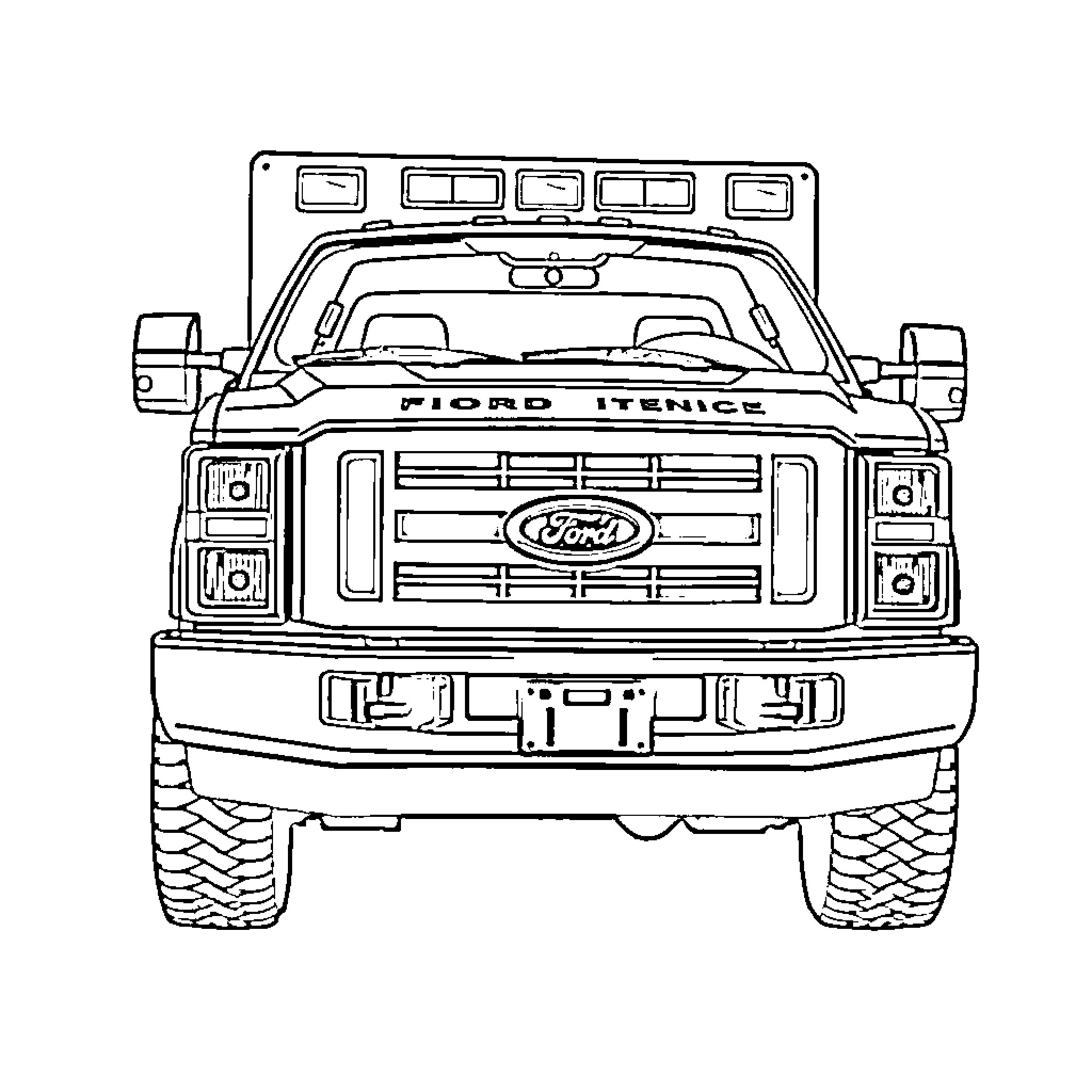 Ambulance service vehicle on a mission Coloring Page (free black-and-white line drawing printable PDF for all, from beginners to advanced learners, including children, teens, adults, and seniors)