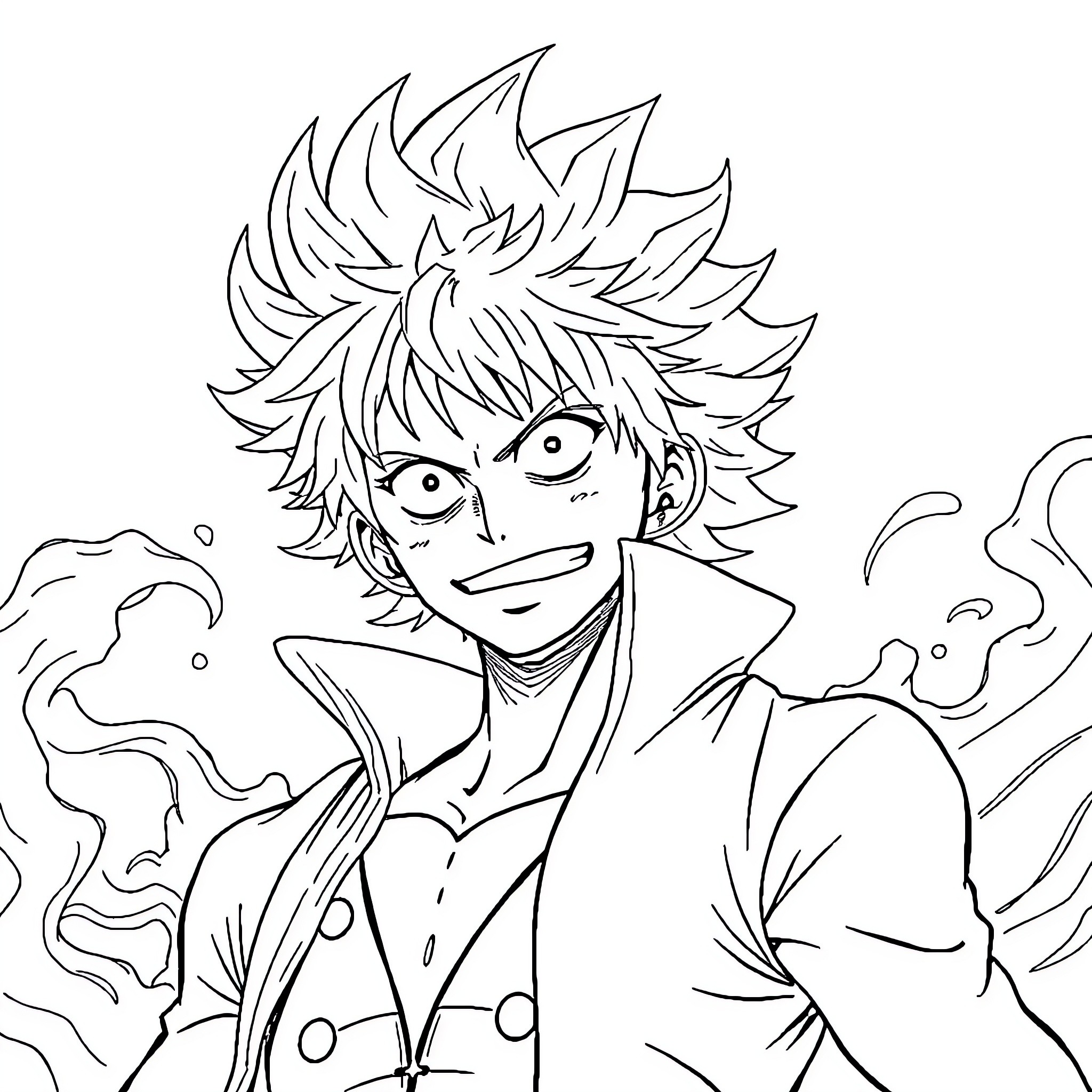 Luffy's Energetic Anime Adventure Coloring Page (free black-and-white line drawing printable PDF for all, from beginners to advanced learners, including children, teens, adults, and seniors)