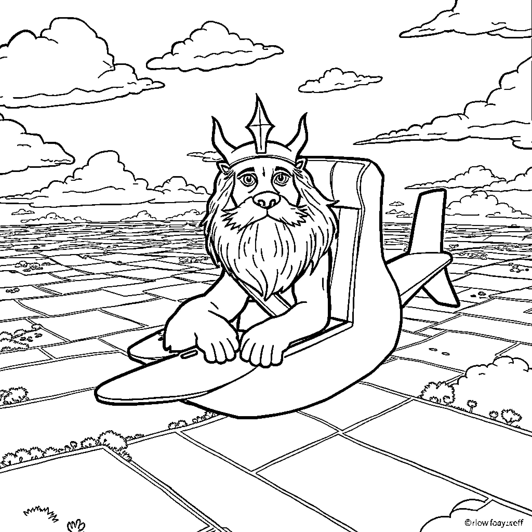 Zeus the Majestic Ruler on His Throne Coloring Page (free black-and-white line drawing printable PDF for all, from beginners to advanced learners, including children, teens, adults, and seniors)