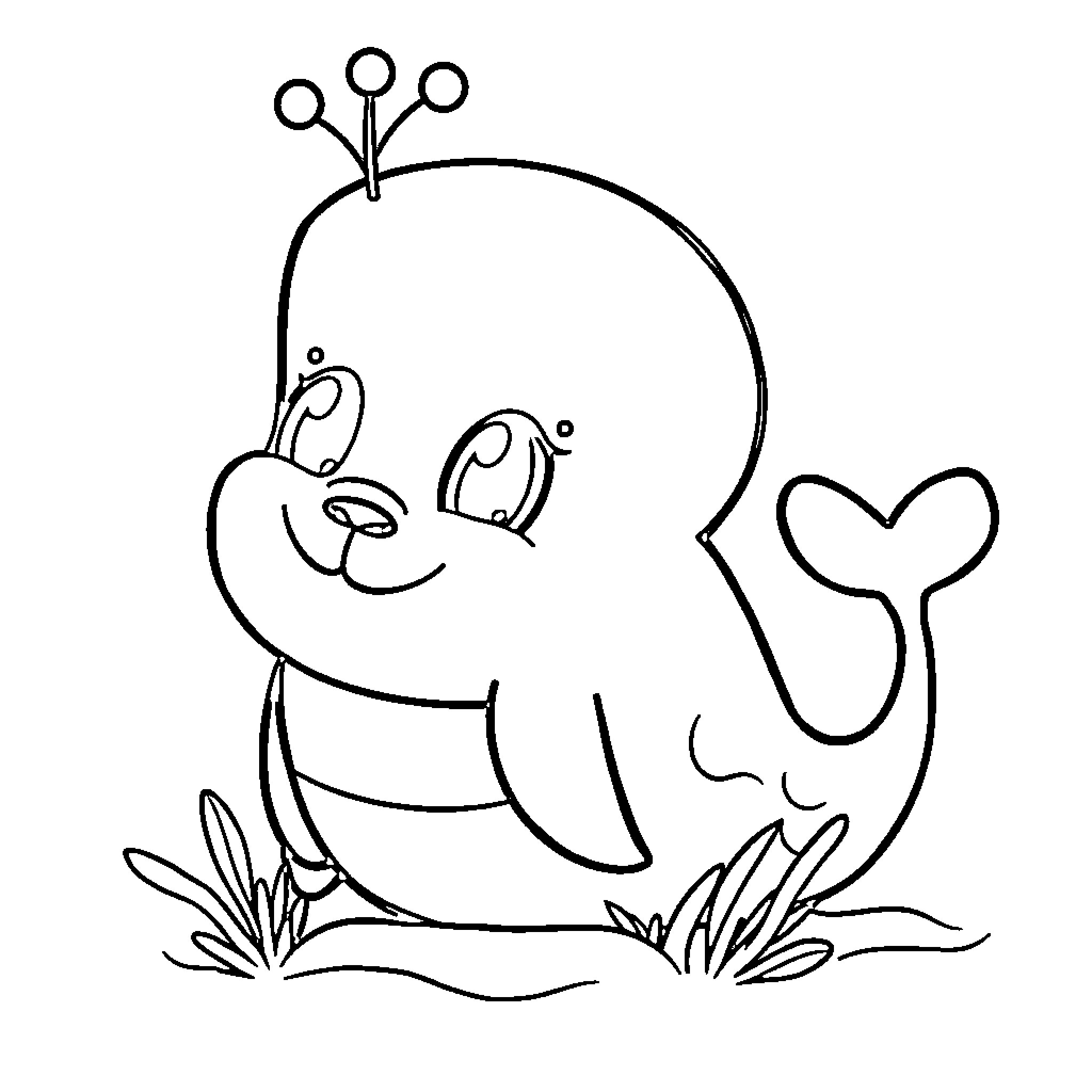 Whale smiling and relaxing in the ocean Coloring Page (free black-and-white line drawing printable PDF for all, from beginners to advanced learners, including children, teens, adults, and seniors)