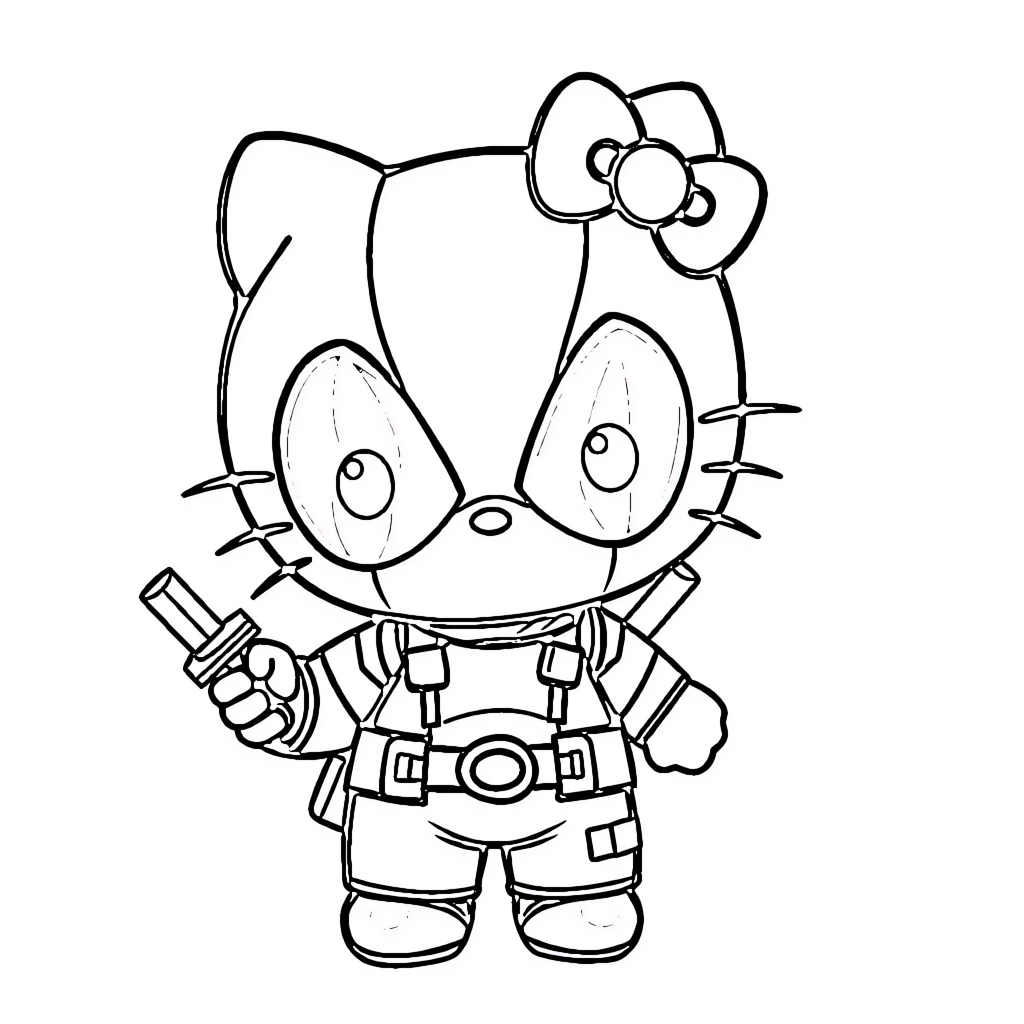 Hello Kitty as a Space Explorer Coloring Page (free black-and-white line drawing printable PDF for all, from beginners to advanced learners, including children, teens, adults, and seniors)
