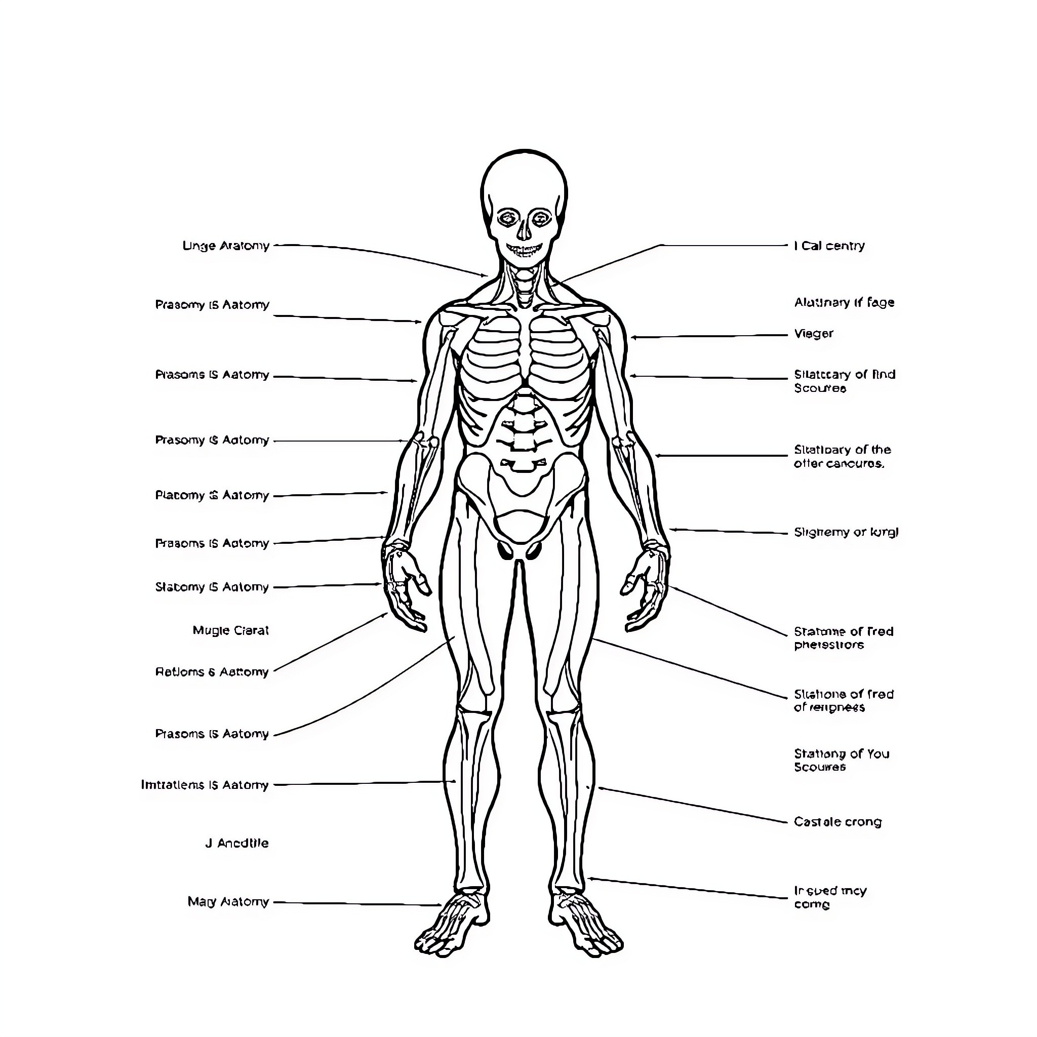 Anatomy of the Human Body Structure Coloring Page (free black-and-white line drawing printable PDF for all, from beginners to advanced learners, including children, teens, adults, and seniors)