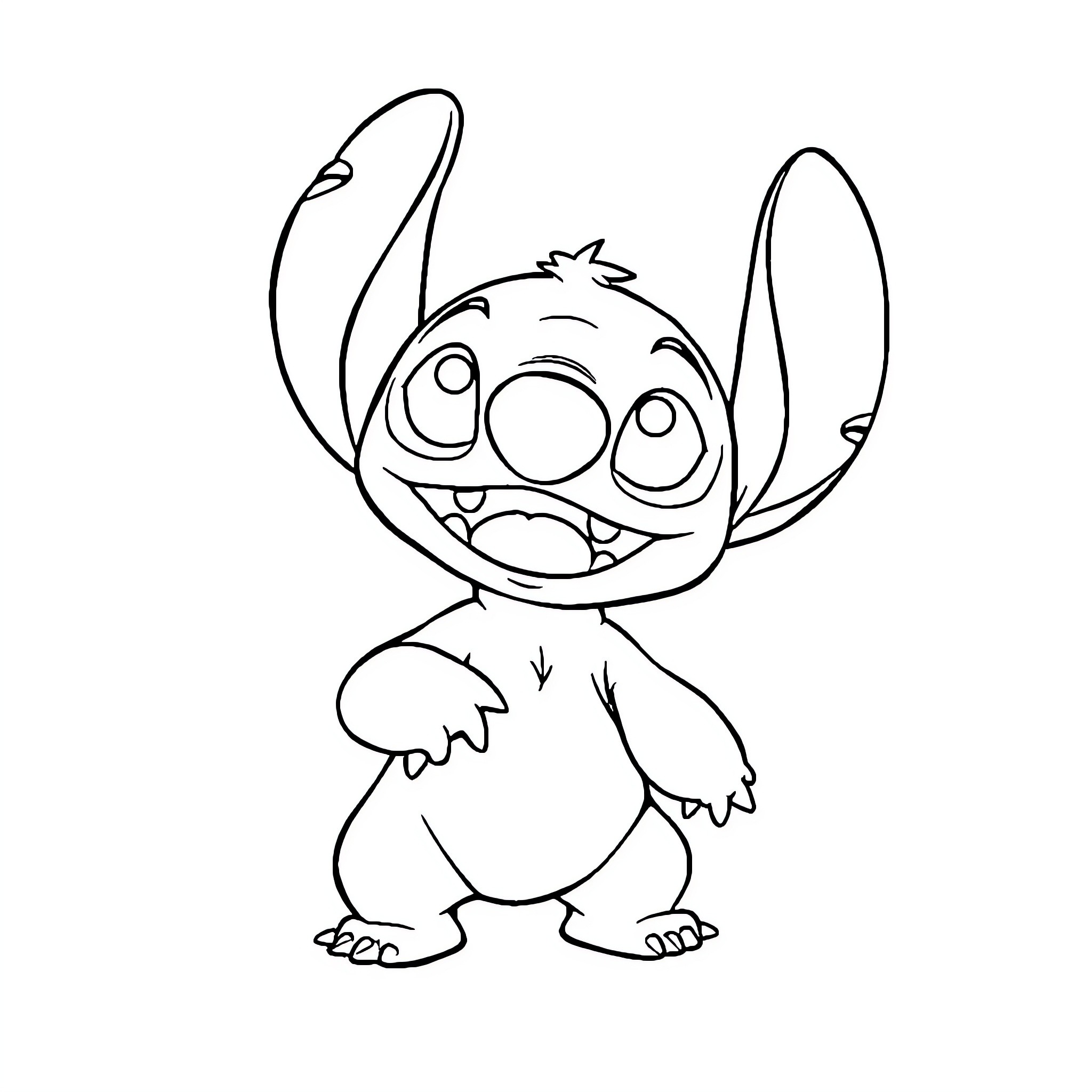 Stitch making a funny face Coloring Page (free black-and-white line drawing printable PDF for all, from beginners to advanced learners, including children, teens, adults, and seniors)