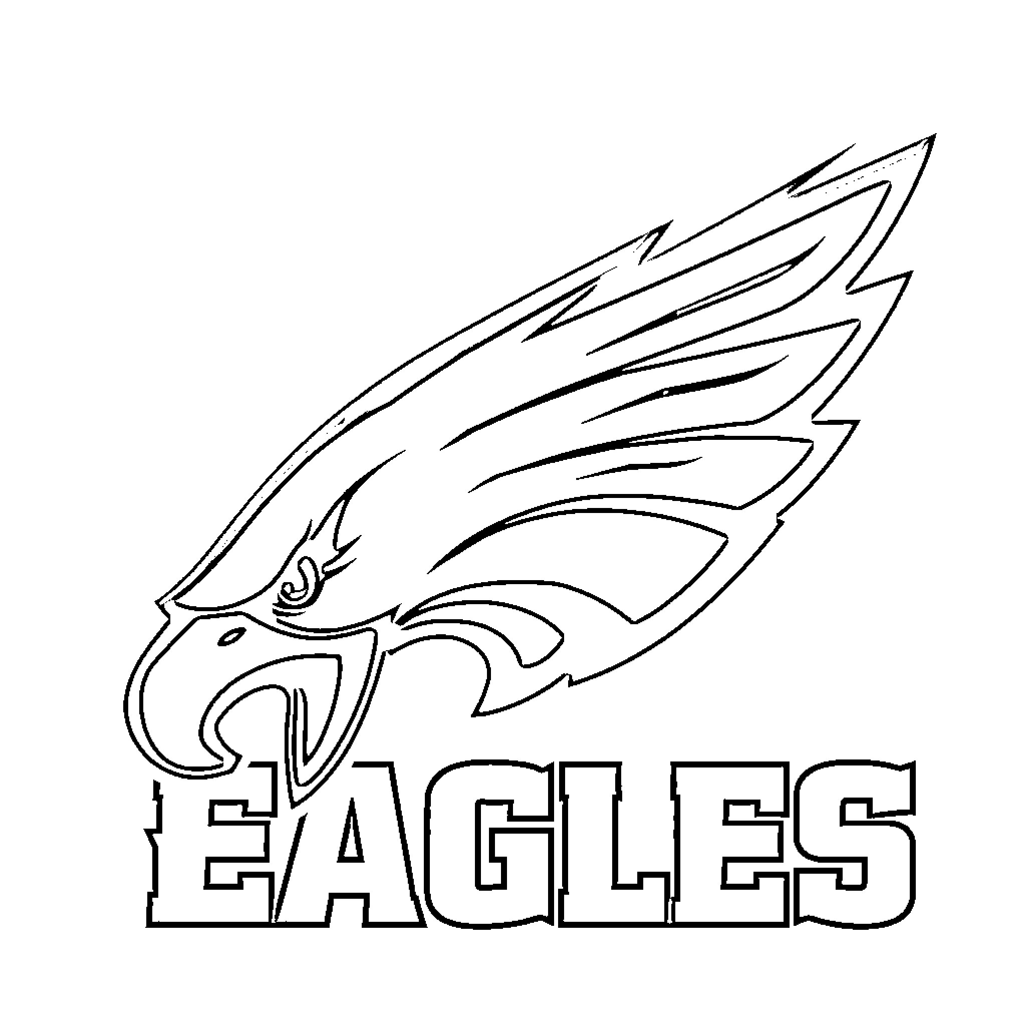 Eagle logo design with team name Coloring Page (free black-and-white line drawing printable PDF for all, from beginners to advanced learners, including children, teens, adults, and seniors)