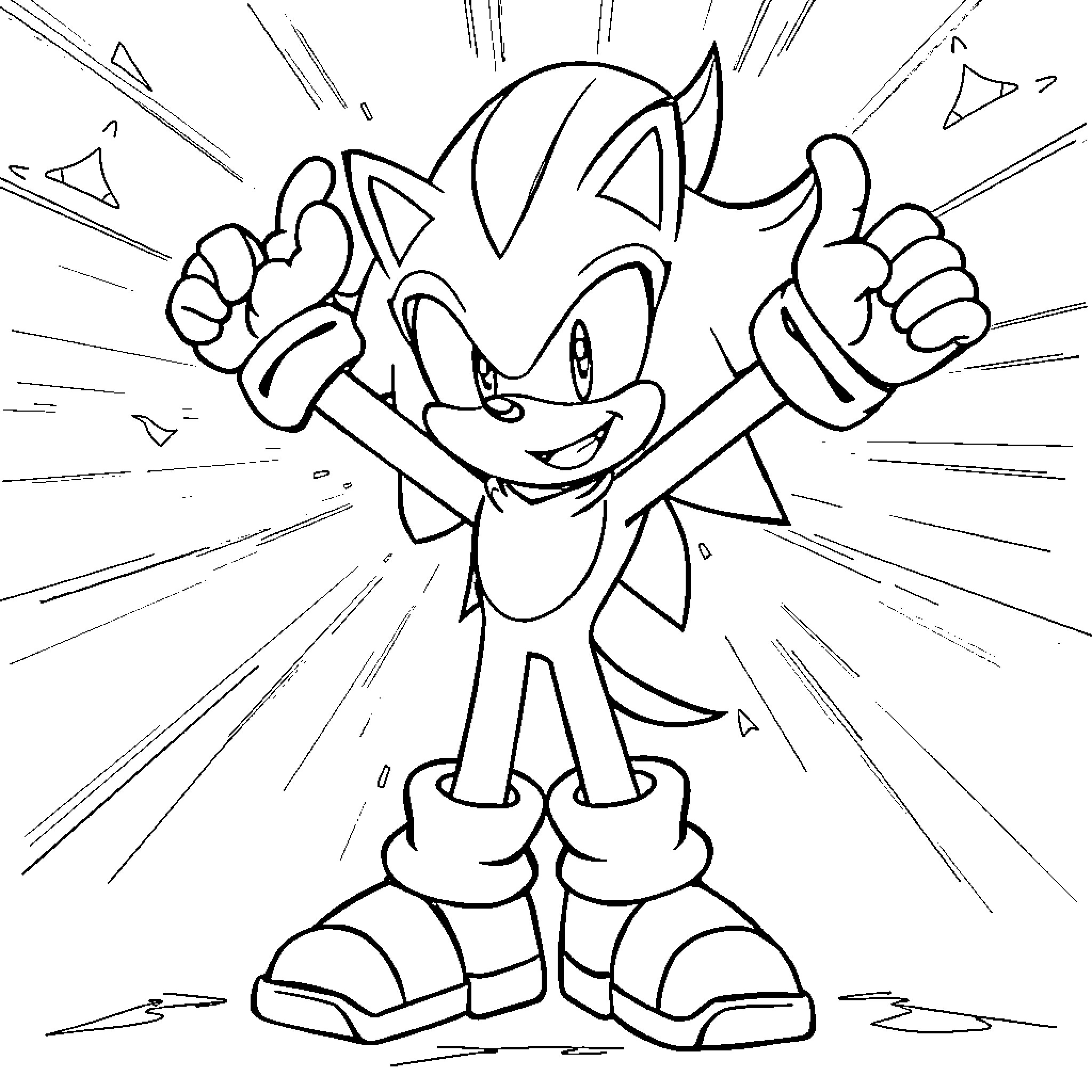 Shadow of a cheery animated character Coloring Page (free black-and-white line drawing printable PDF for all, from beginners to advanced learners, including children, teens, adults, and seniors)