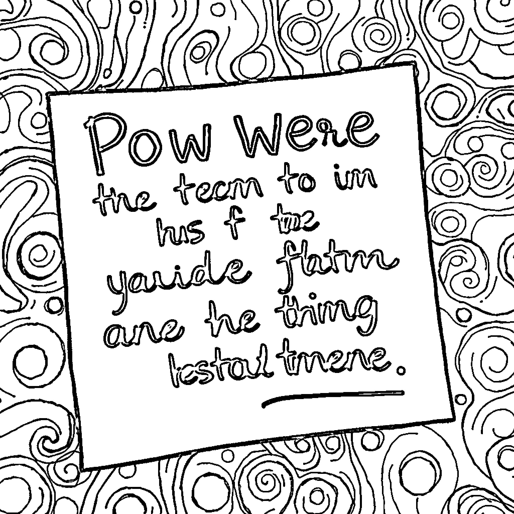 Affirmation of Positive Team Spirit Coloring Page (free black-and-white line drawing printable PDF for all, from beginners to advanced learners, including children, teens, adults, and seniors)