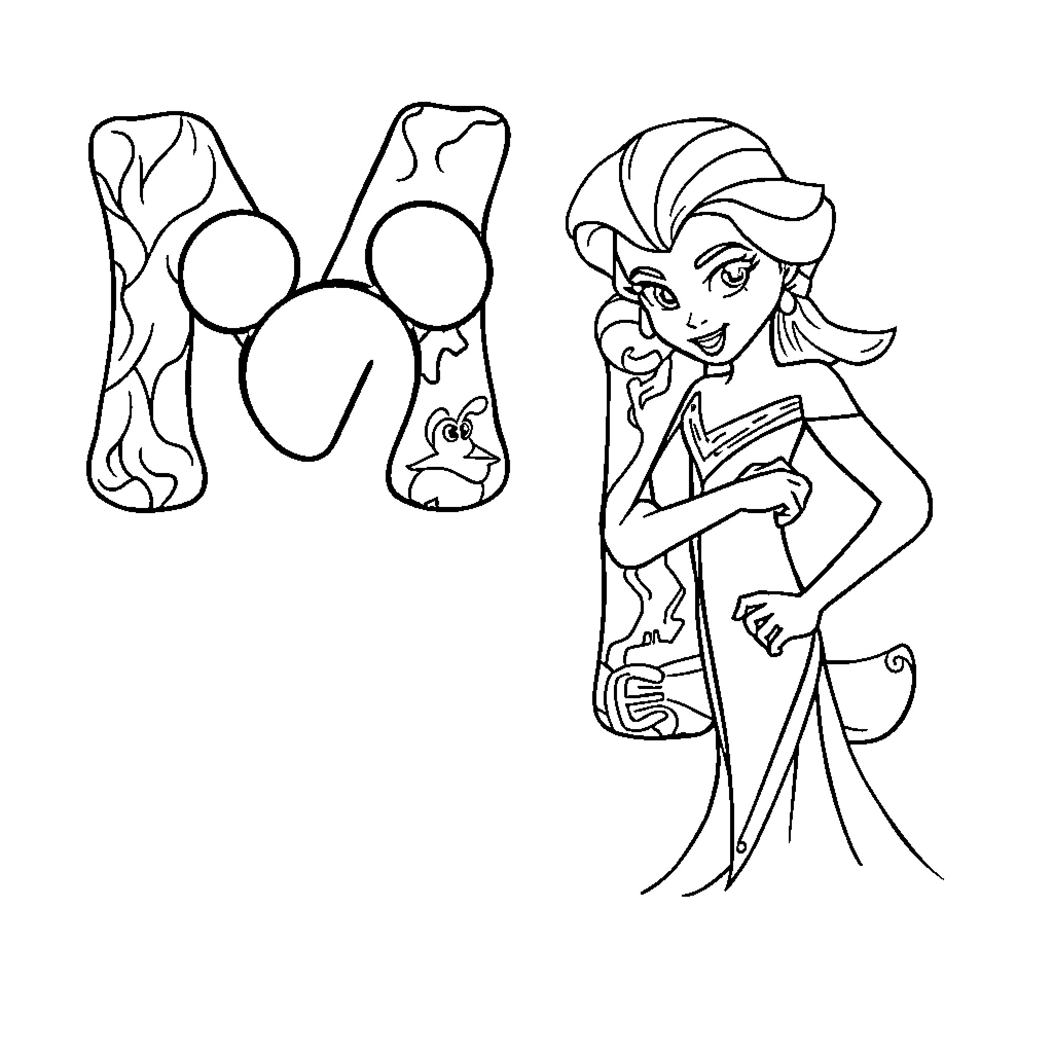 Alphabet Characters in Playful Poses Coloring Page (free black-and-white line drawing printable PDF for all, from beginners to advanced learners, including children, teens, adults, and seniors)