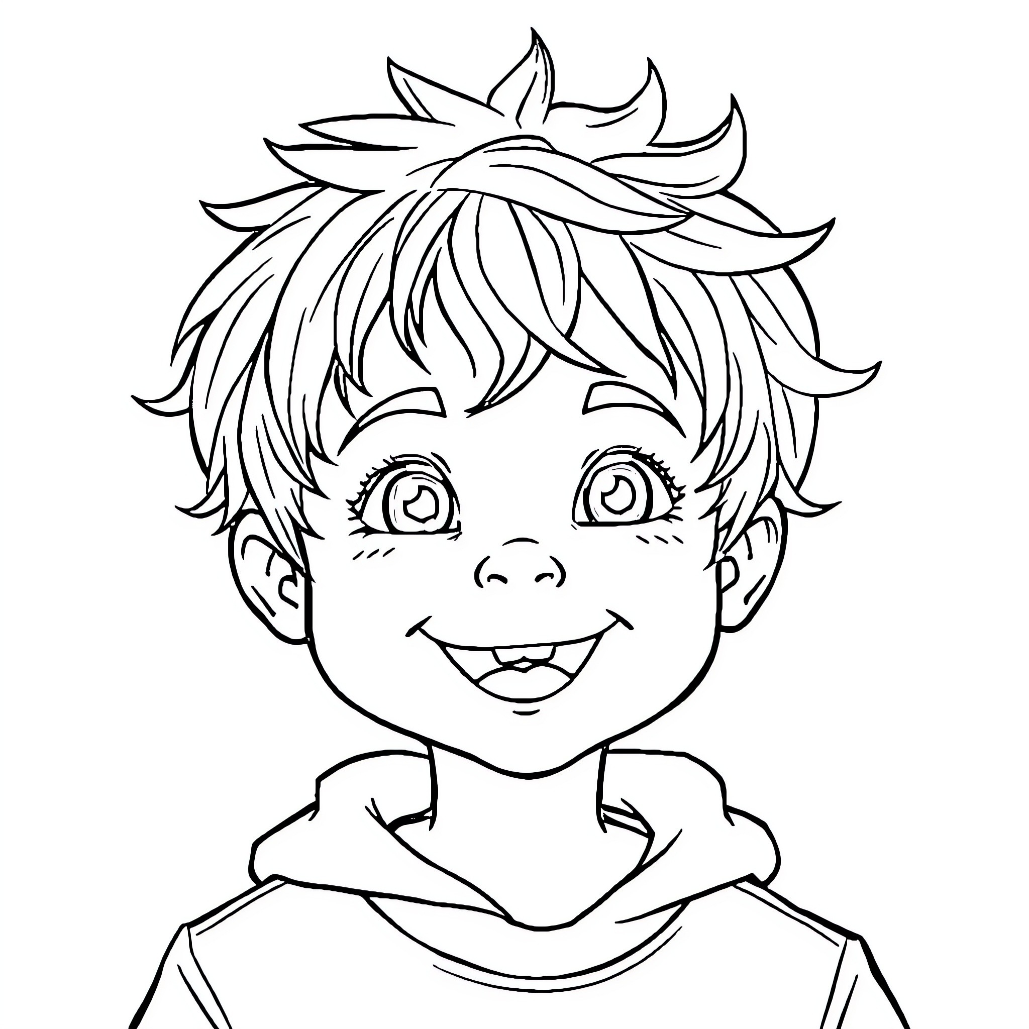 Wyatt's Cheerful Expression in Monochrome Illustration Coloring Page (free black-and-white line drawing printable PDF for all, from beginners to advanced learners, including children, teens, adults, and seniors)