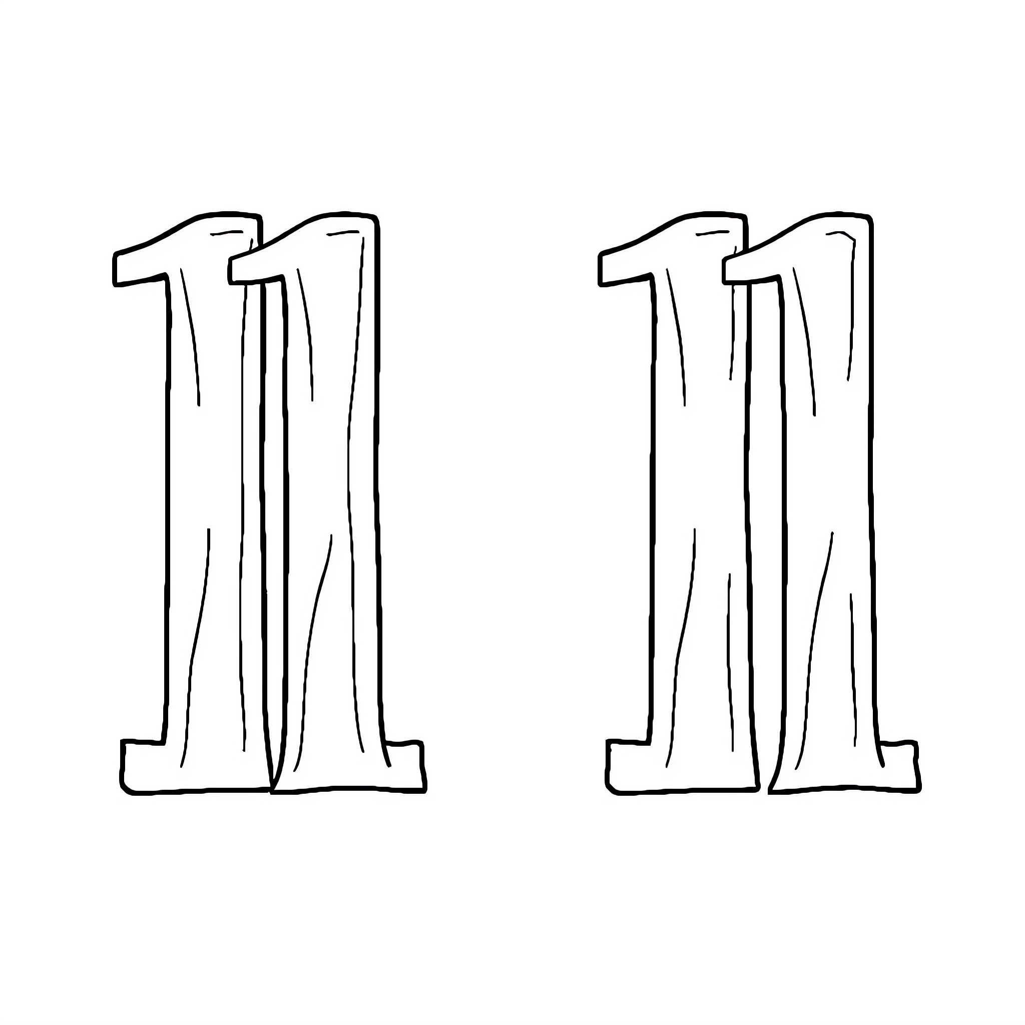 1111 Pair of abstract shapes Coloring Page (free black-and-white line drawing printable PDF for all, from beginners to advanced learners, including children, teens, adults, and seniors)