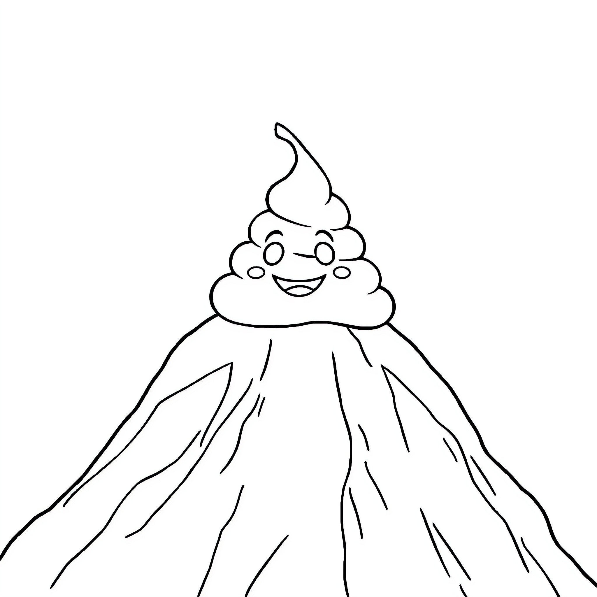 Poop monster having a cheerful day Coloring Page (free black-and-white line drawing printable PDF for all, from beginners to advanced learners, including children, teens, adults, and seniors)