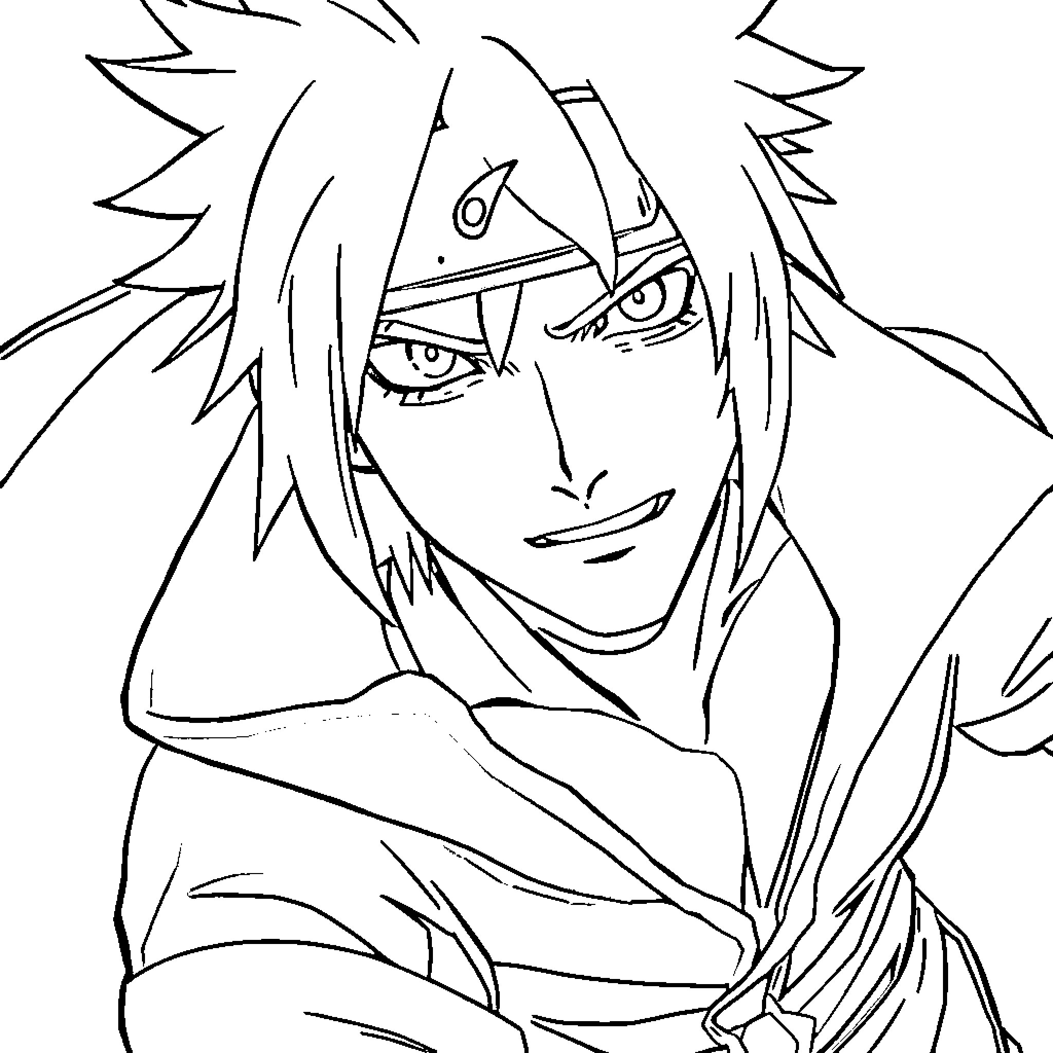 Ichigo's Determined Gaze Coloring Page (free black-and-white line drawing printable PDF for all, from beginners to advanced learners, including children, teens, adults, and seniors)
