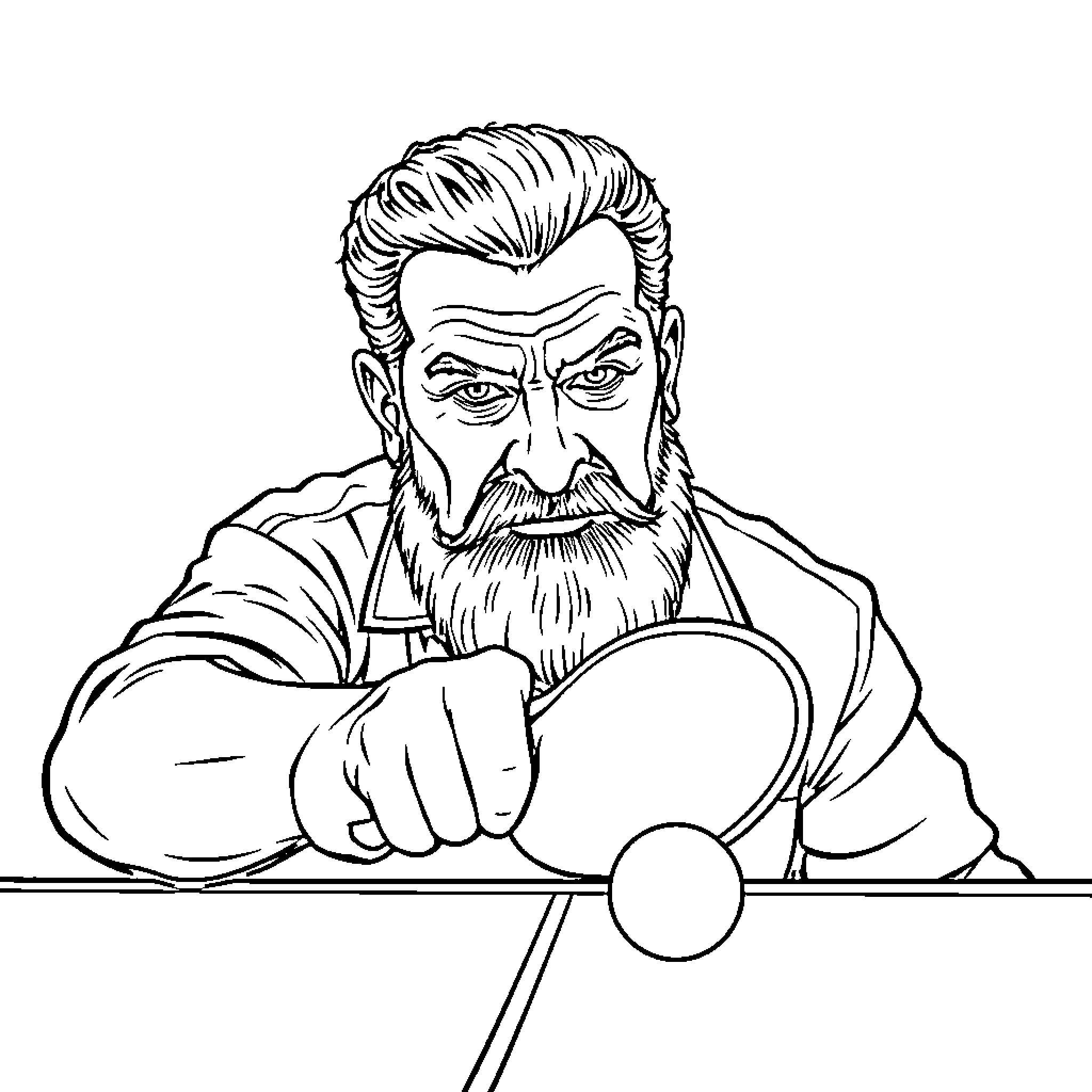 Saddam's stern expression at the podium Coloring Page (free black-and-white line drawing printable PDF for all, from beginners to advanced learners, including children, teens, adults, and seniors)