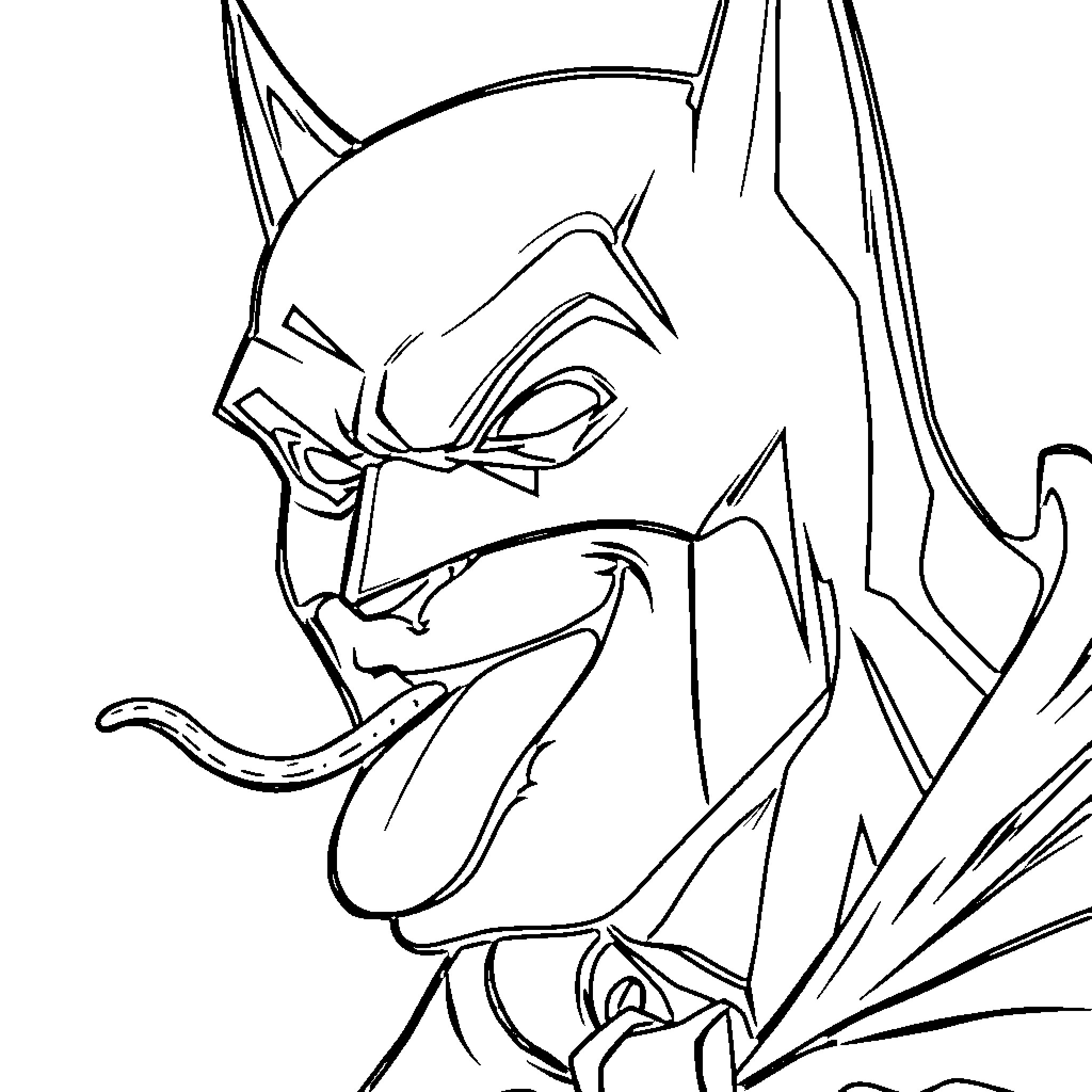 Batman taking down a villain in the dark Coloring Page (free black-and-white line drawing printable PDF for all, from beginners to advanced learners, including children, teens, adults, and seniors)