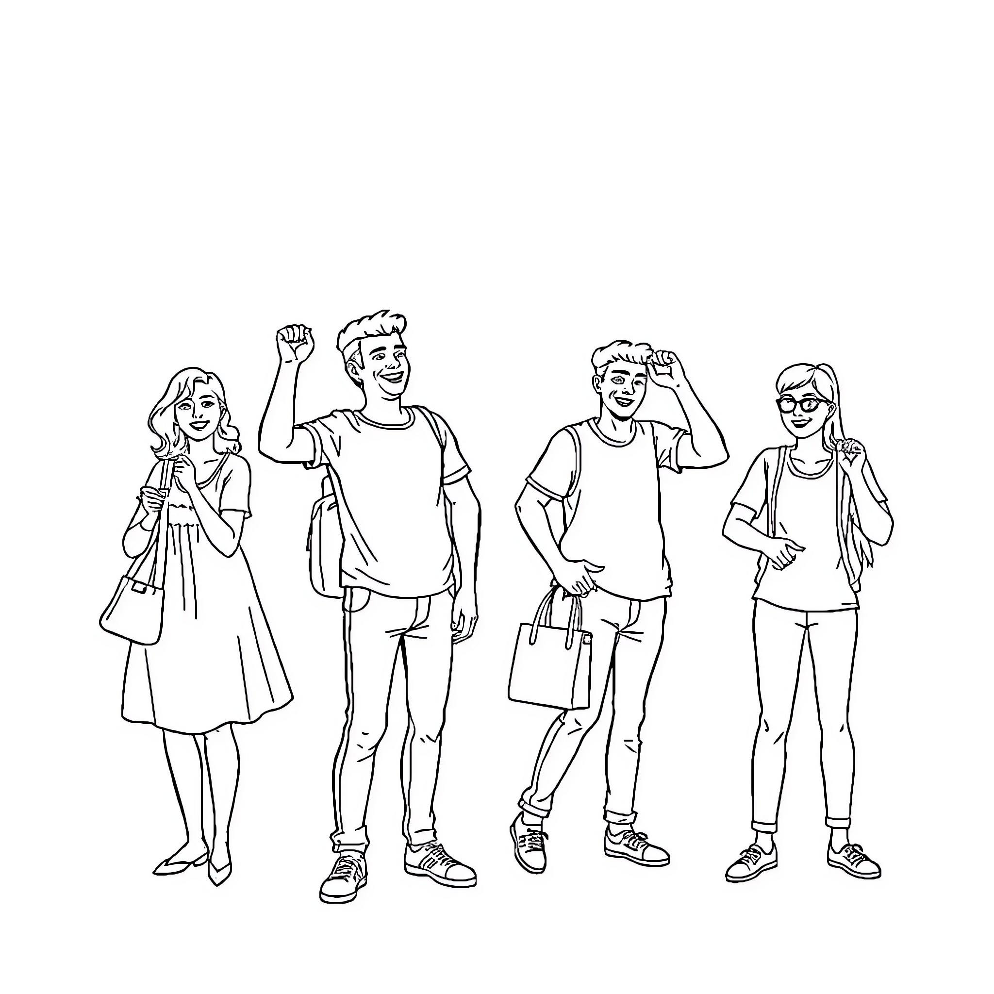 Pillar of friendship and camaraderie among young people Coloring Page (free black-and-white line drawing printable PDF for all, from beginners to advanced learners, including children, teens, adults, and seniors)
