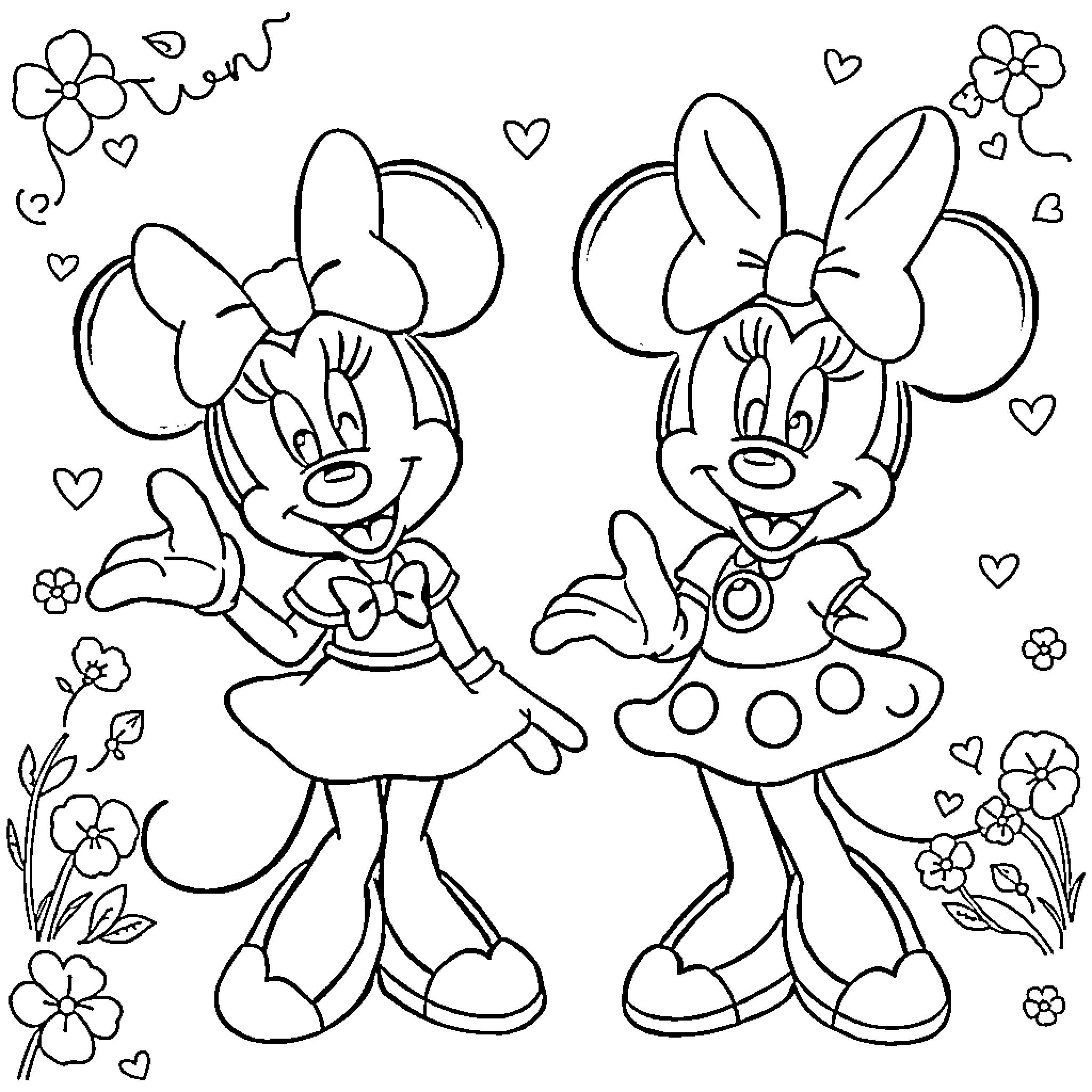 Millie and her friend enjoying a playful moment Coloring Page (free black-and-white line drawing printable PDF for all, from beginners to advanced learners, including children, teens, adults, and seniors)