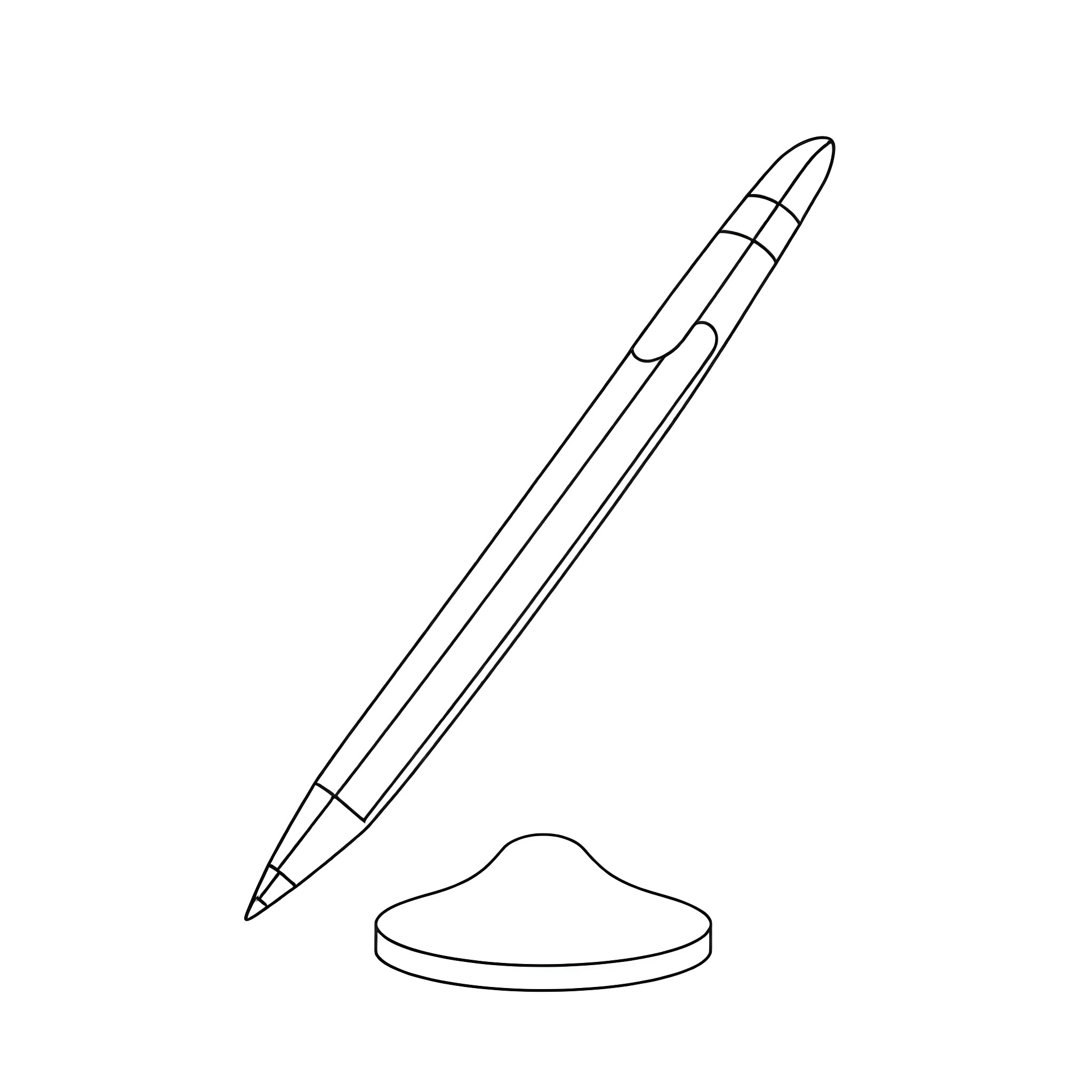 Plug pen on simple stand Coloring Page (free black-and-white line drawing printable PDF for all, from beginners to advanced learners, including children, teens, adults, and seniors)