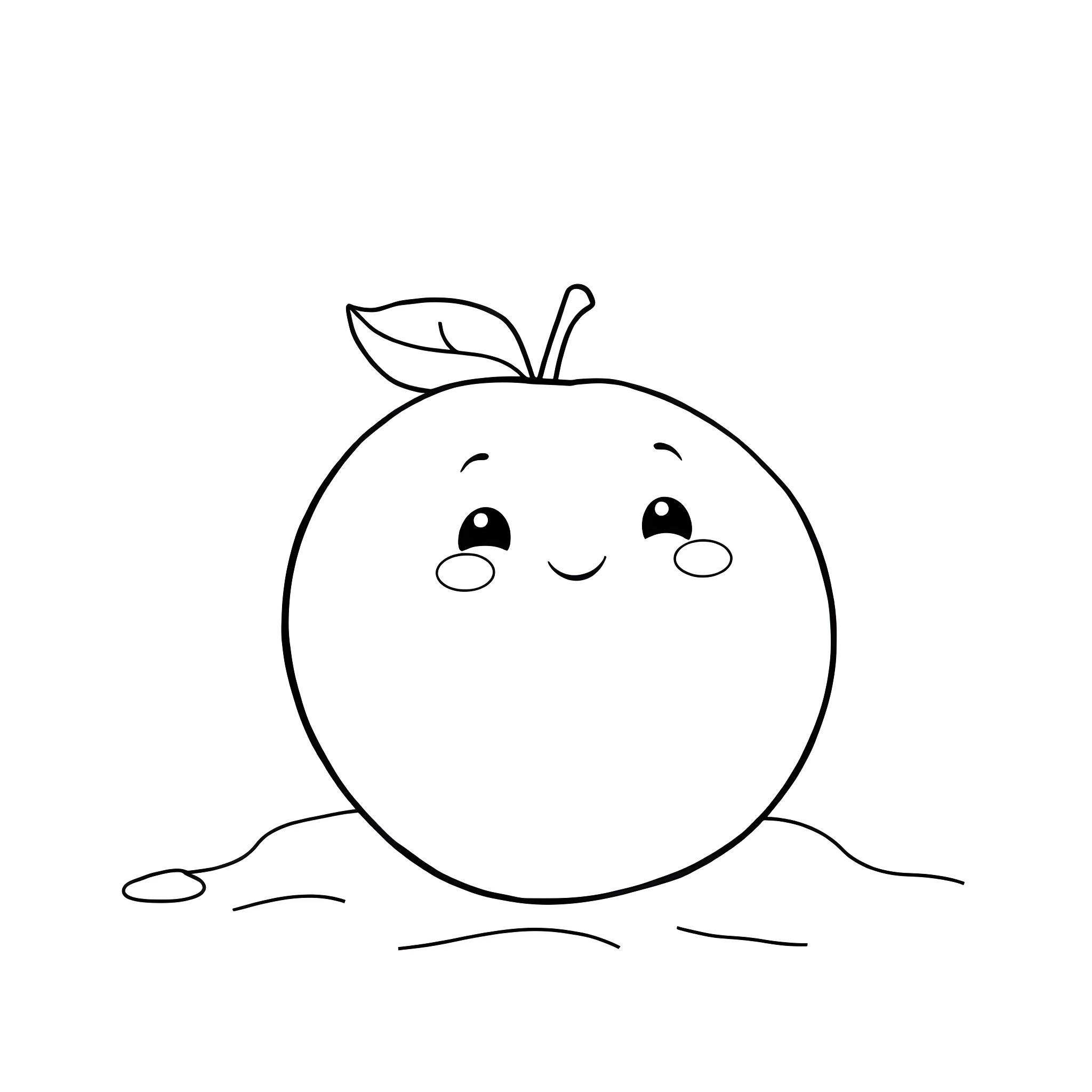 Peach sitting with a cute expression Coloring Page (free black-and-white line drawing printable PDF for all, from beginners to advanced learners, including children, teens, adults, and seniors)
