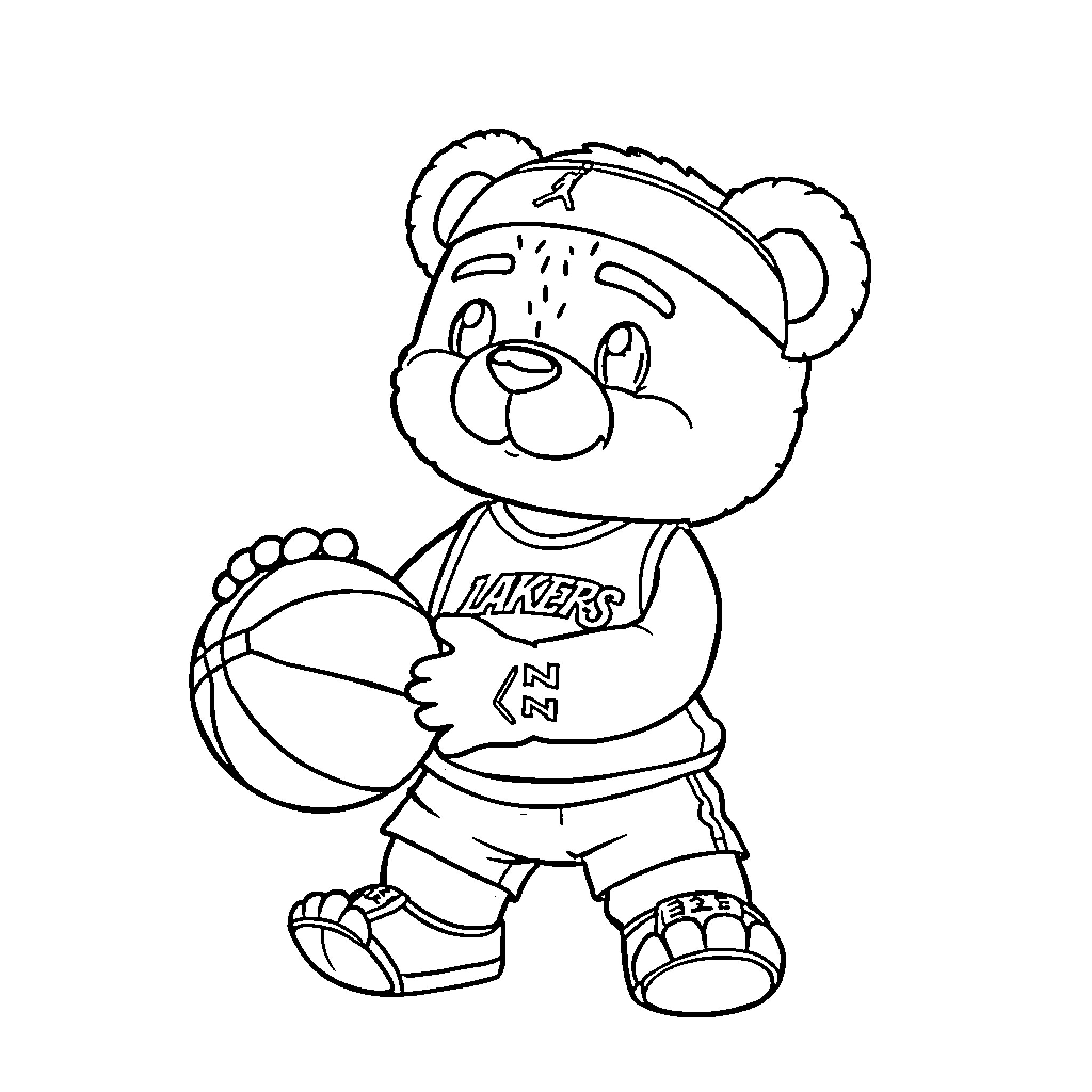 LeBron James Basketball Player Cartoon Illustration Coloring Page (free black-and-white line drawing printable PDF for all, from beginners to advanced learners, including children, teens, adults, and seniors)