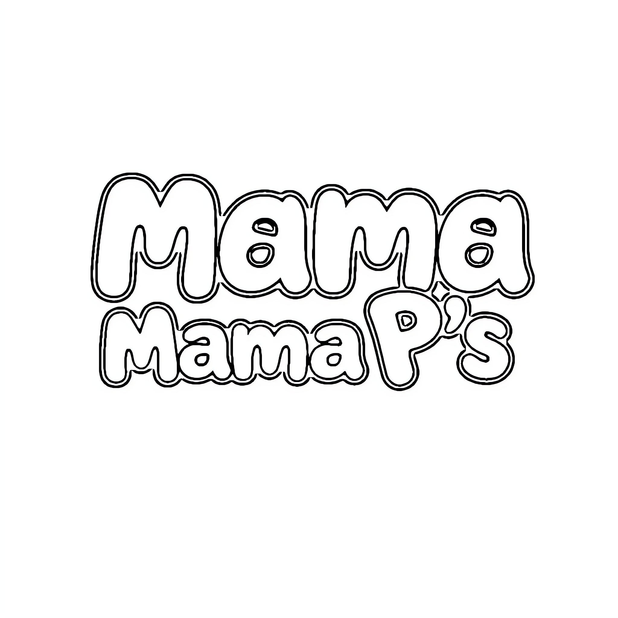 Mama P's Logo Design Coloring Page (free black-and-white line drawing printable PDF for all, from beginners to advanced learners, including children, teens, adults, and seniors)