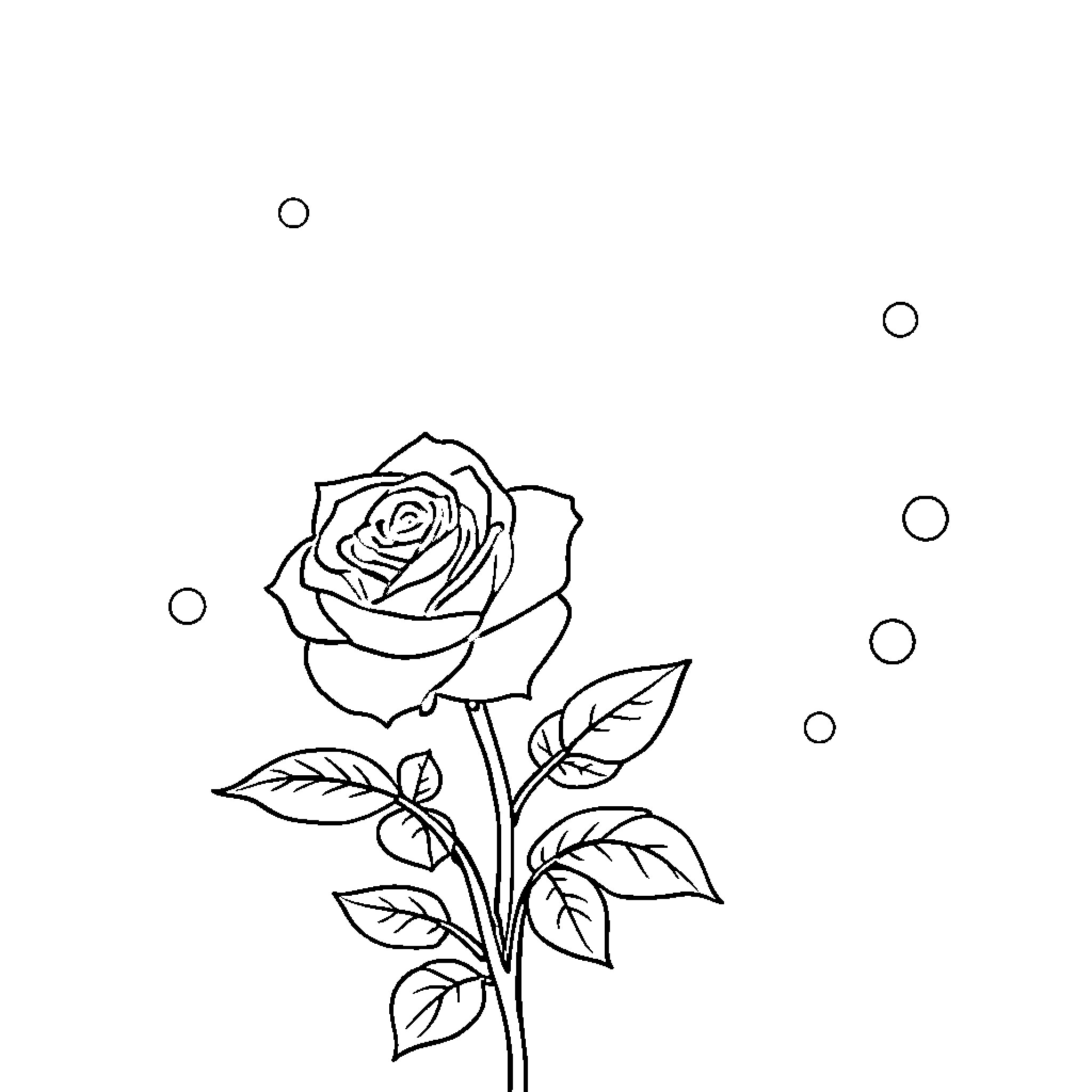 Girl drawing a rose in a minimal style Coloring Page (free black-and-white line drawing printable PDF for all, from beginners to advanced learners, including children, teens, adults, and seniors)