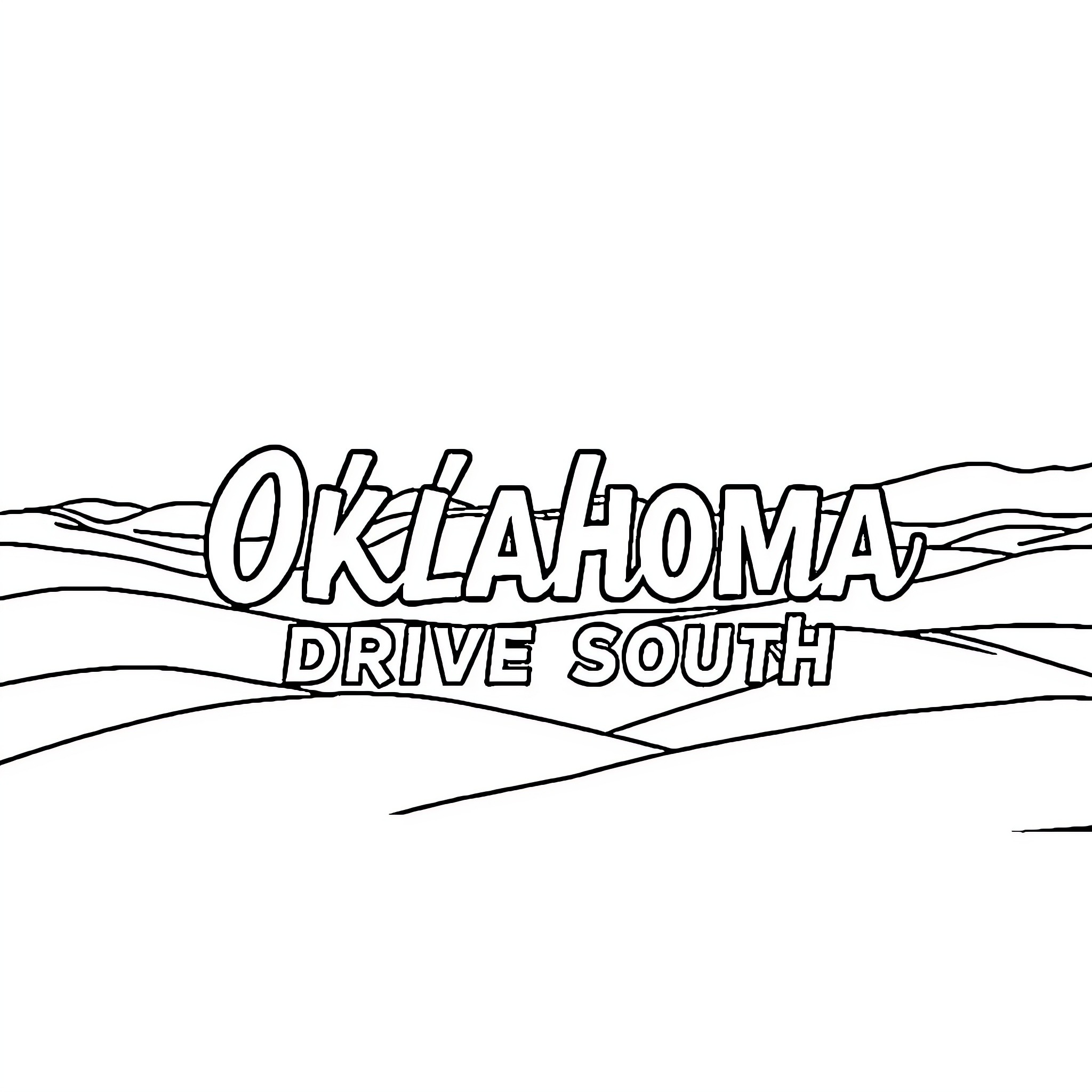 Oklahoma Drive South Scenic Journey Coloring Page (free black-and-white line drawing printable PDF for all, from beginners to advanced learners, including children, teens, adults, and seniors)