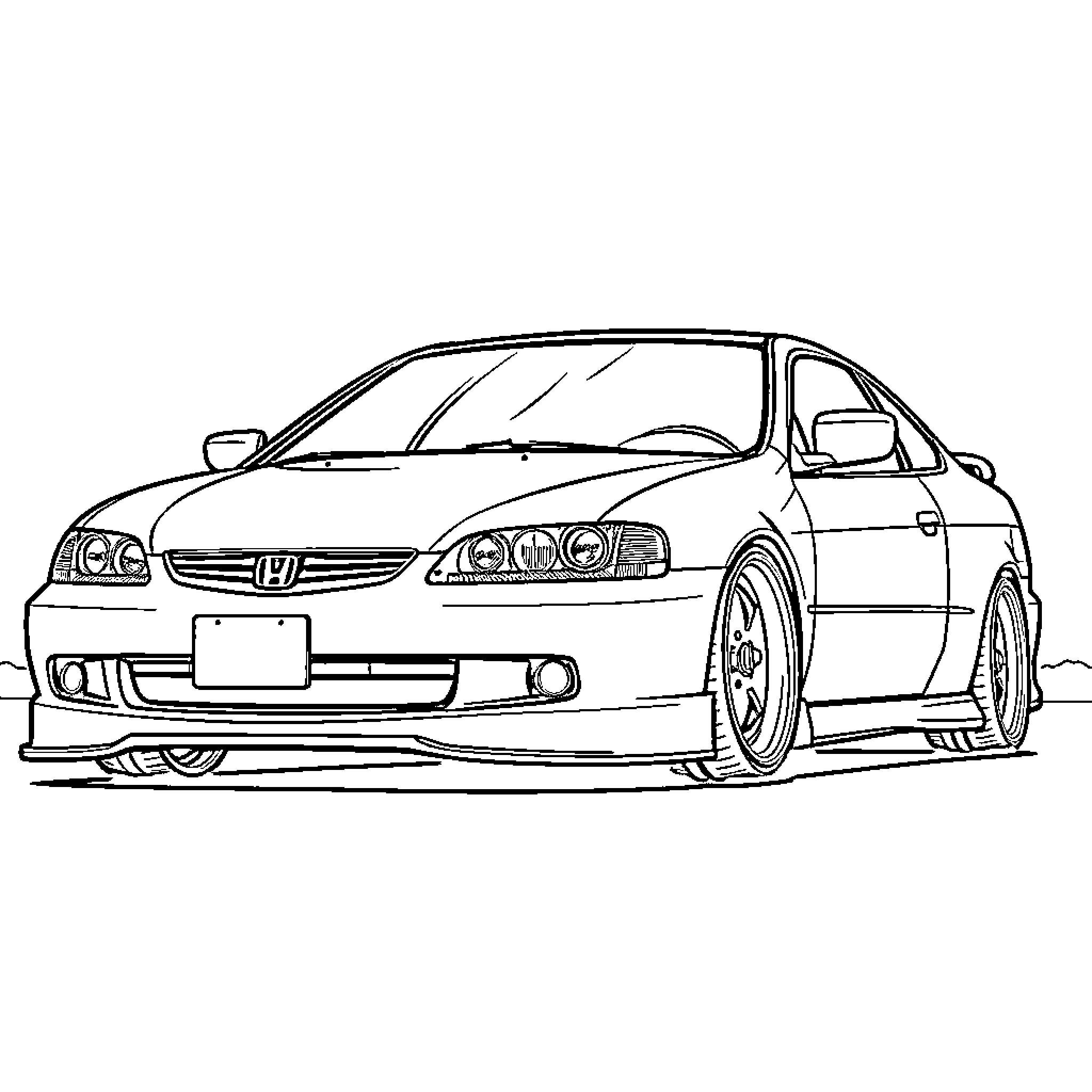 Accord Street-Driven Sports Coupe Coloring Page (free black-and-white line drawing printable PDF for all, from beginners to advanced learners, including children, teens, adults, and seniors)